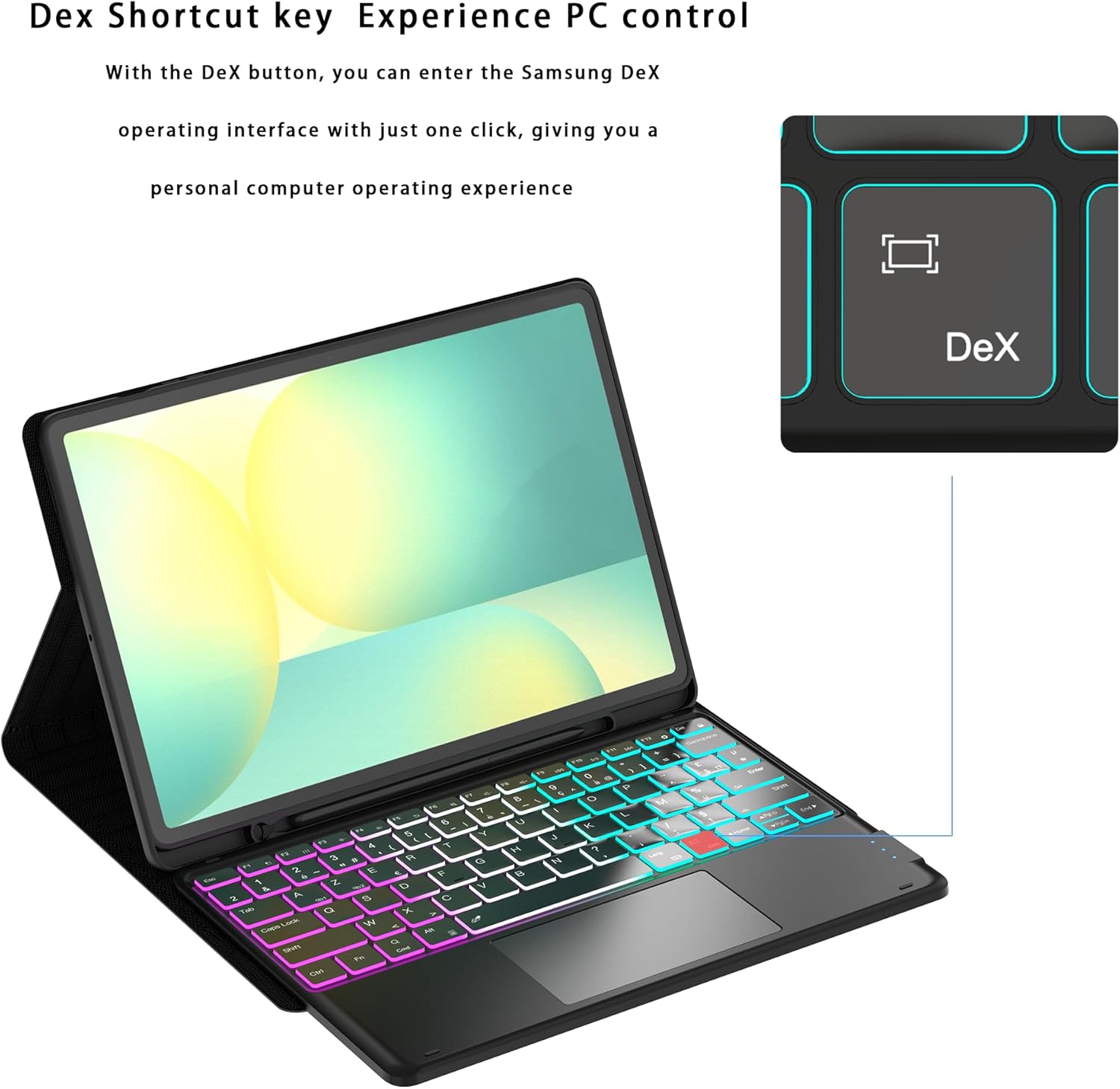 Custodia Tastiera Staccabile per Samsung Galaxy Tab S10 FE+ Plus 13.1" - immagine 2