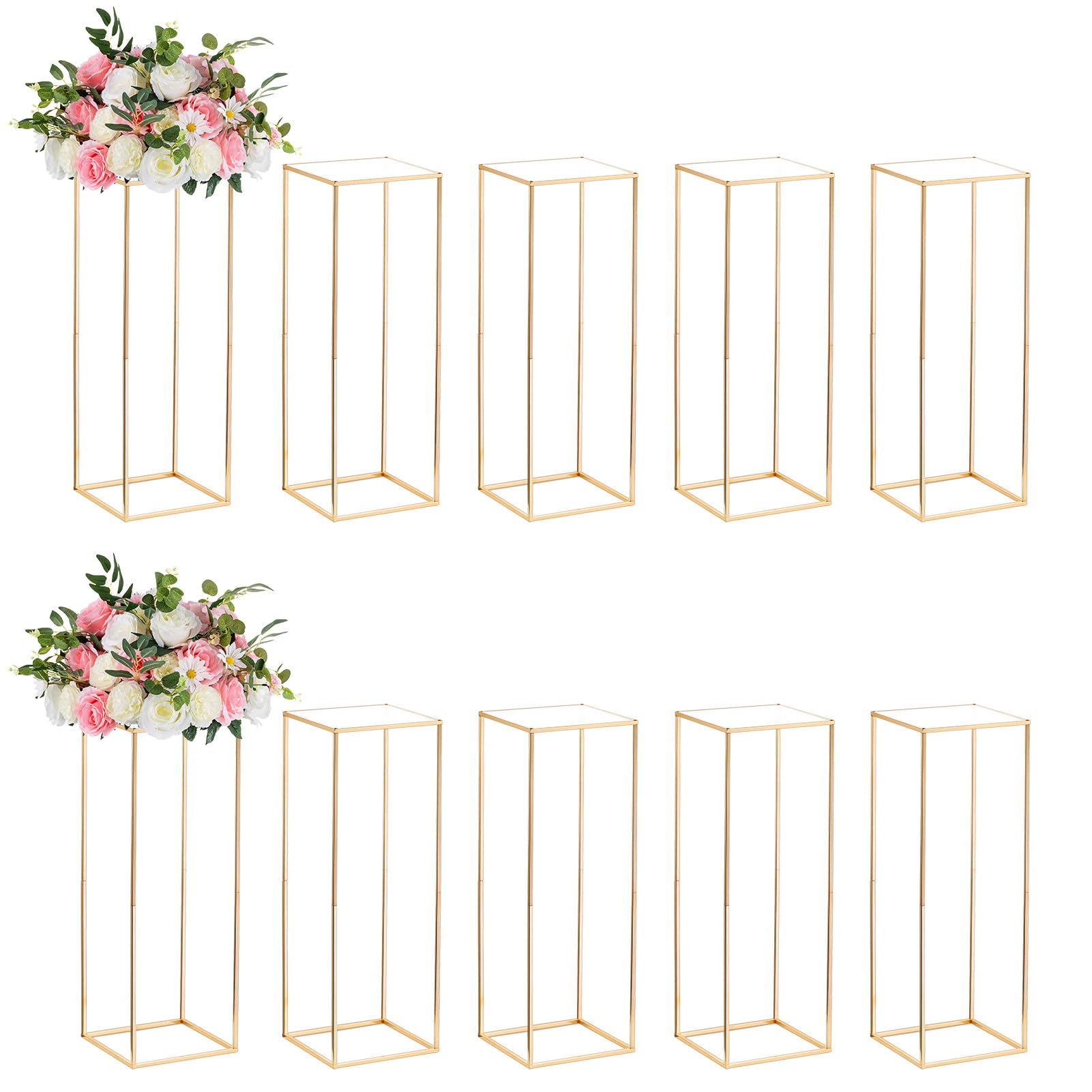 Nuptio 10 Vasi D'oro per Centrotavola Matrimonio 80cm