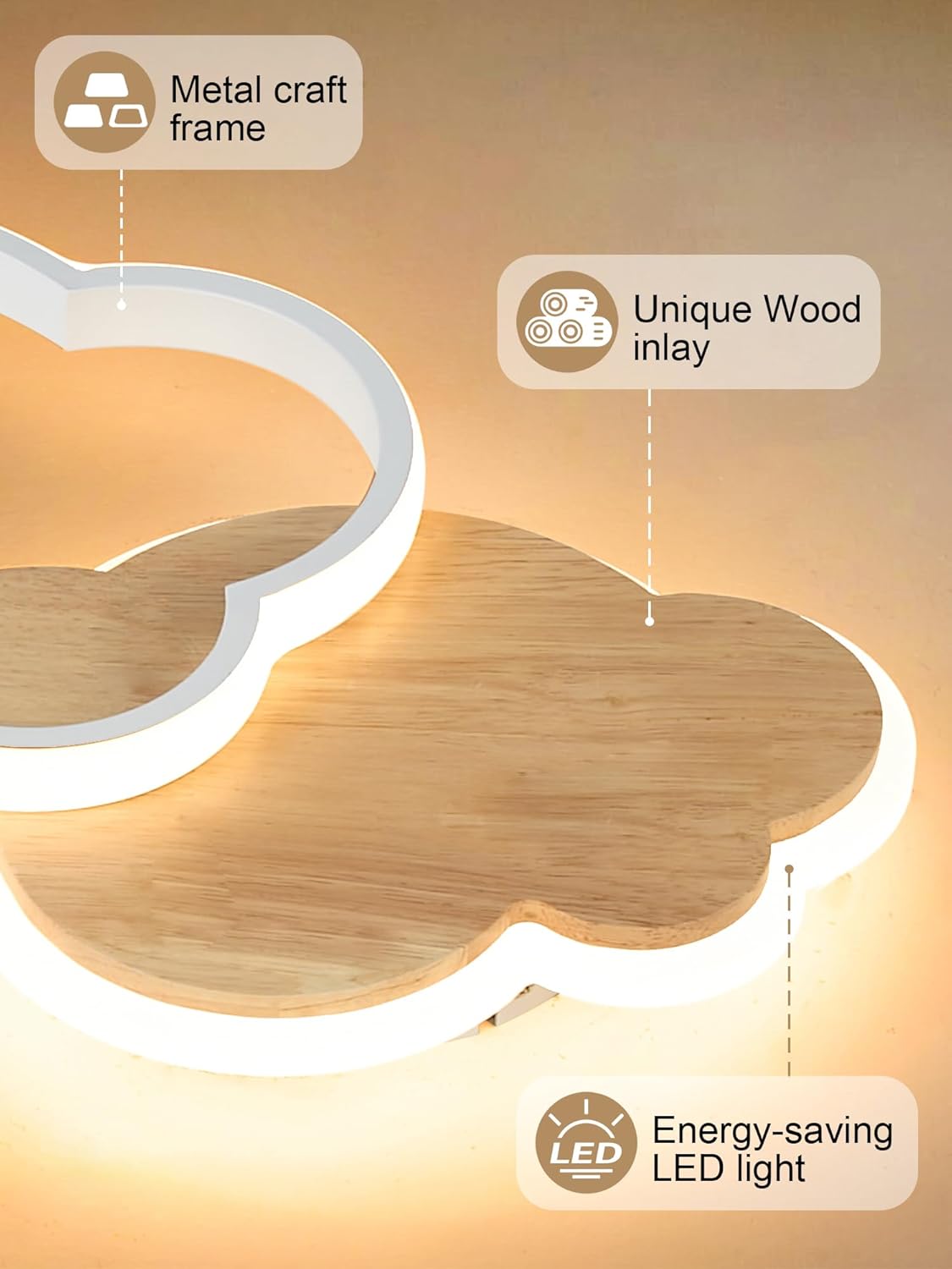 Plafoniera Cameretta Nuvola 40CM LED Dimmerabile 22W - immagine 4