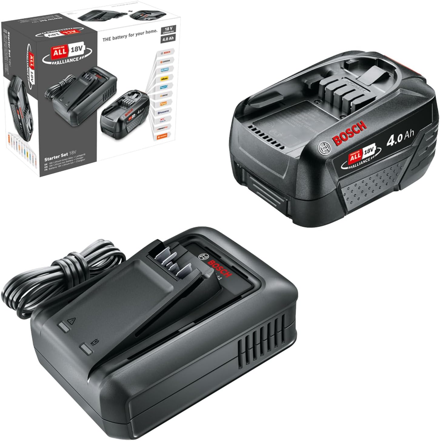 Bosch Starter Set 18V - Batteria 4,0 Ah e Caricabatteria