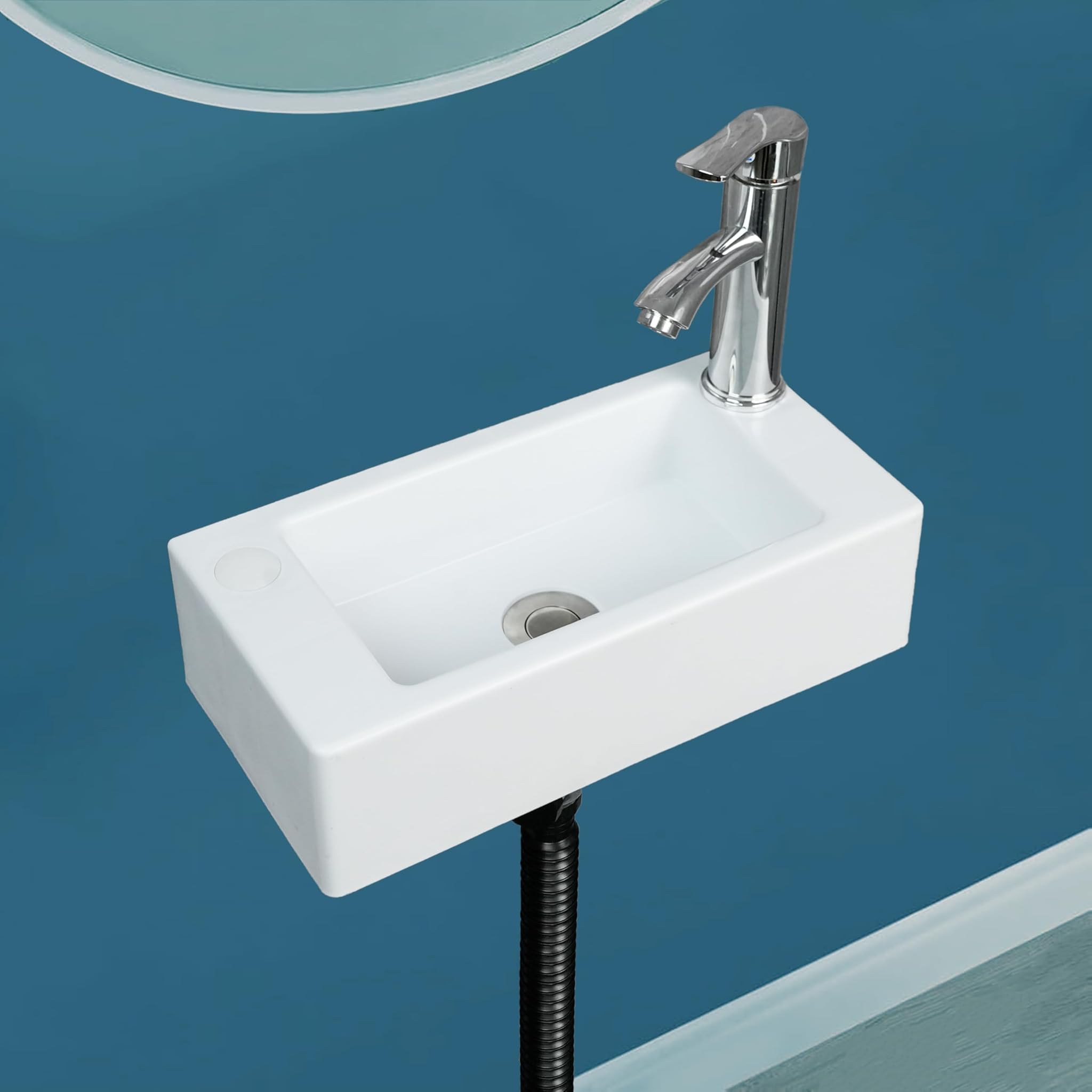 Mini Lavello Bagno Piccolo 40x20 cm con Foro Rubinetto