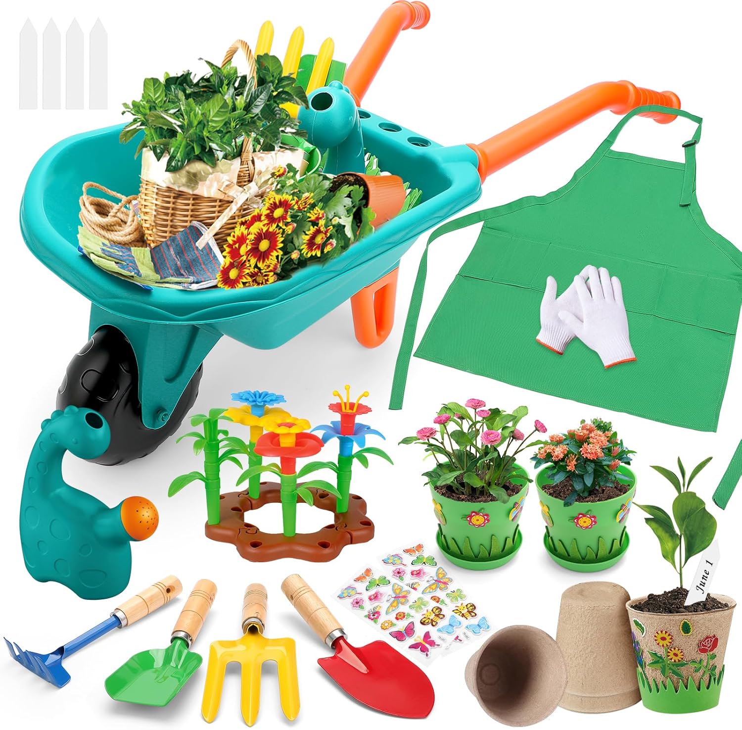 deAO Set Attrezzi da Giardino con Carriola - immagine 2