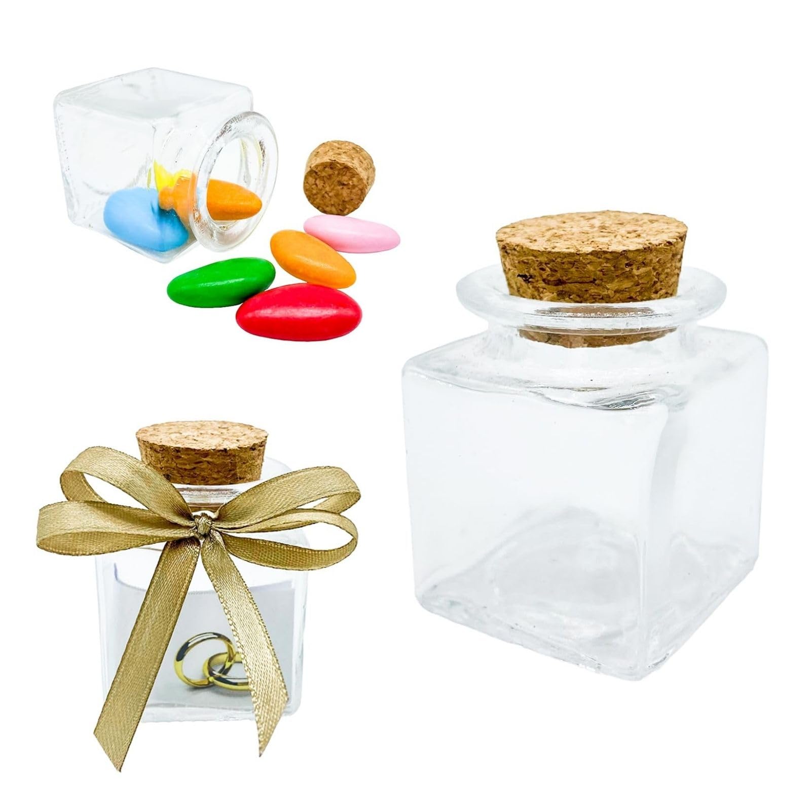 Doni Bomboniere 40 Barattolini Quadrati 6x4x4 Portaconfetti