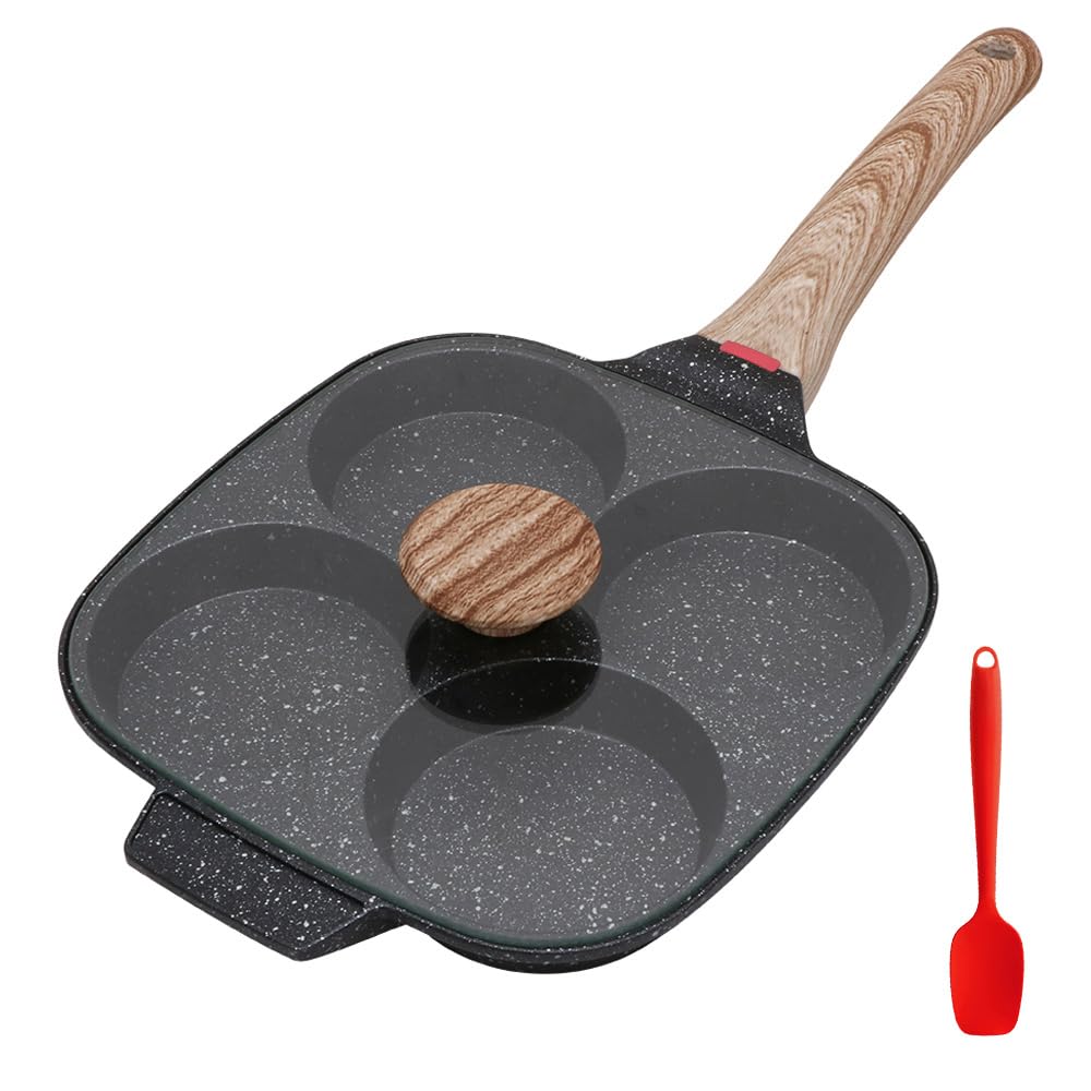 Pankache Padella Antiaderente 4 Fori per Pancake (Nero)