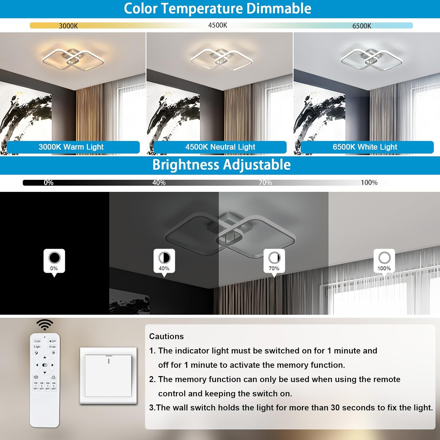 Plafoniera LED Dimmerabile 50W 5625LM con Telecomando - immagine 3