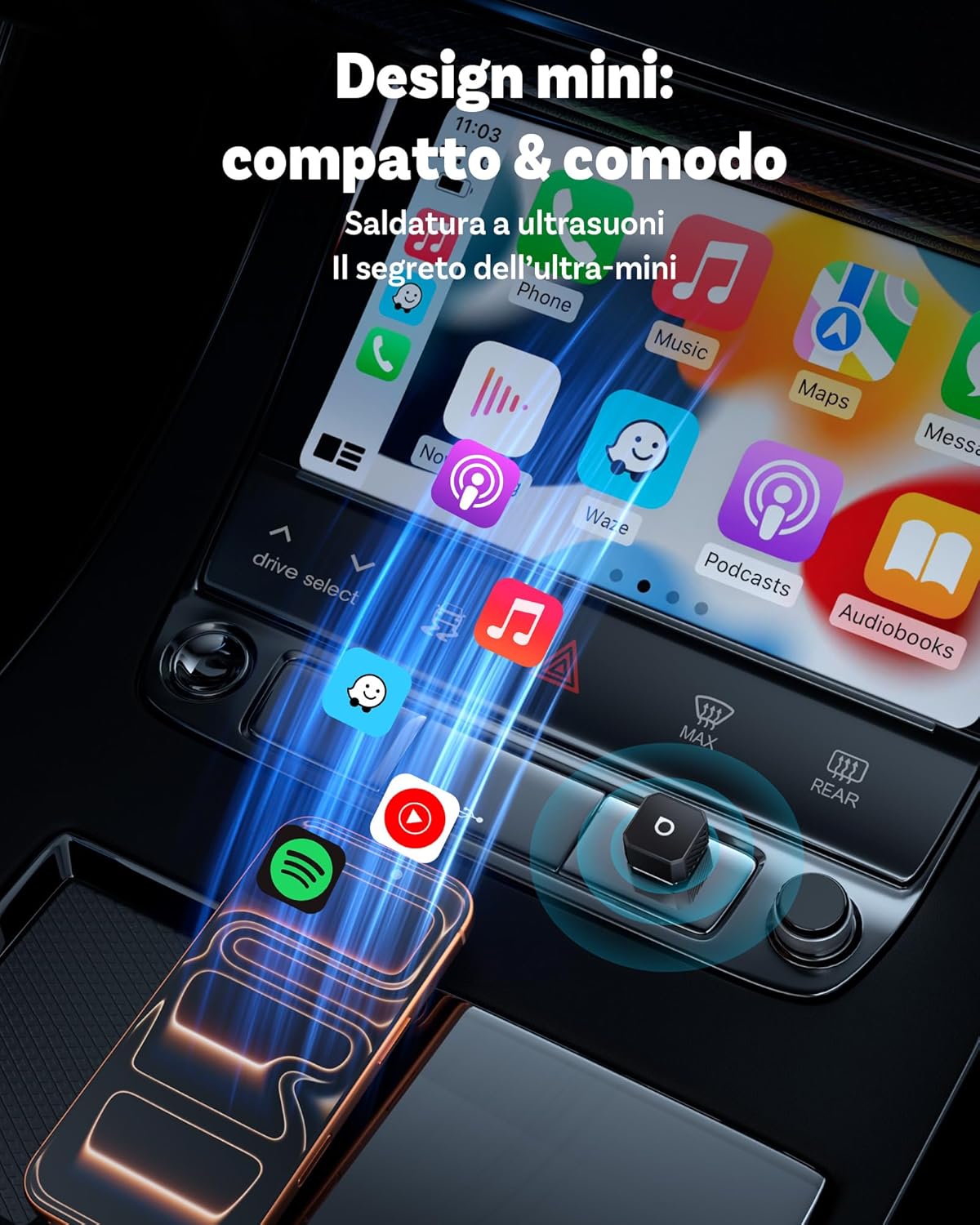 Ottocast Mini Pot - Adattatore Wireless CarPlay & Android Auto - immagine 4