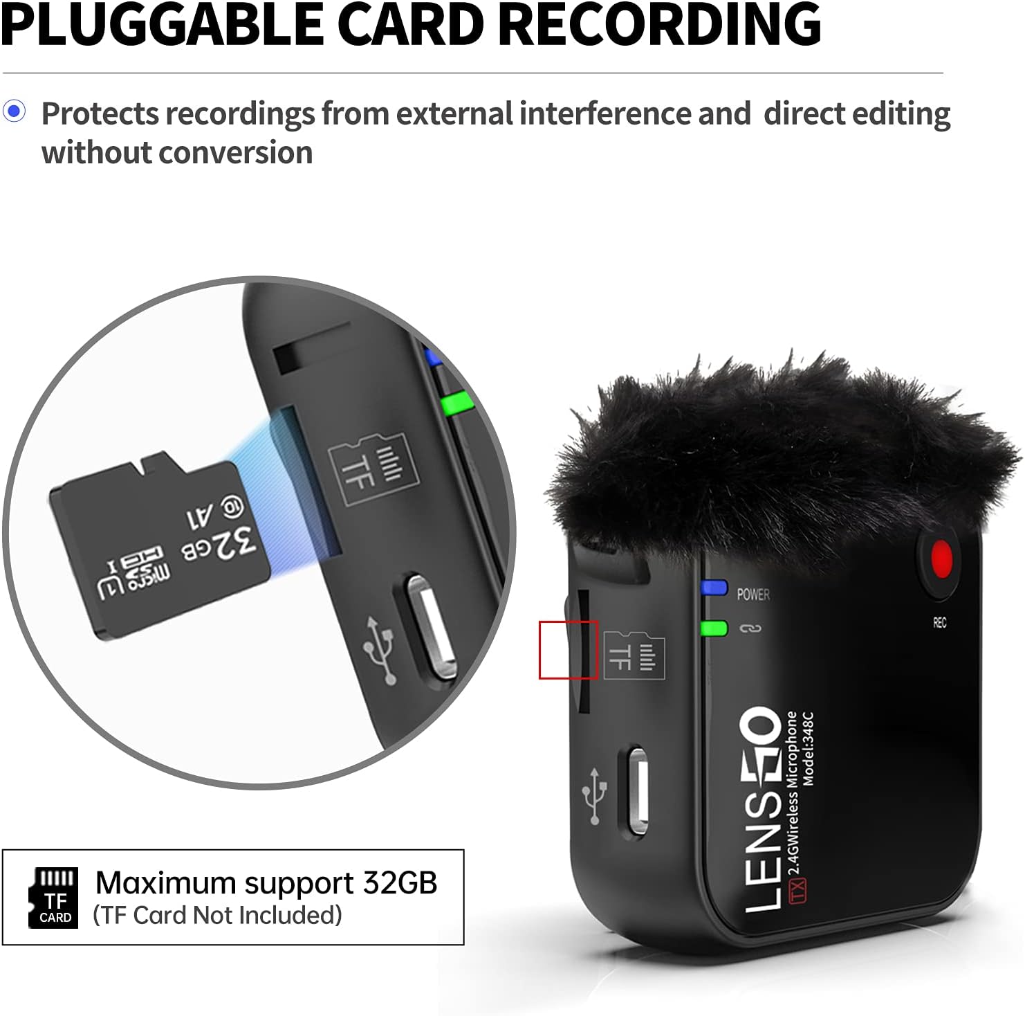 Lensgo 348C Microfono Lavalier Wireless 2.4G - immagine 2