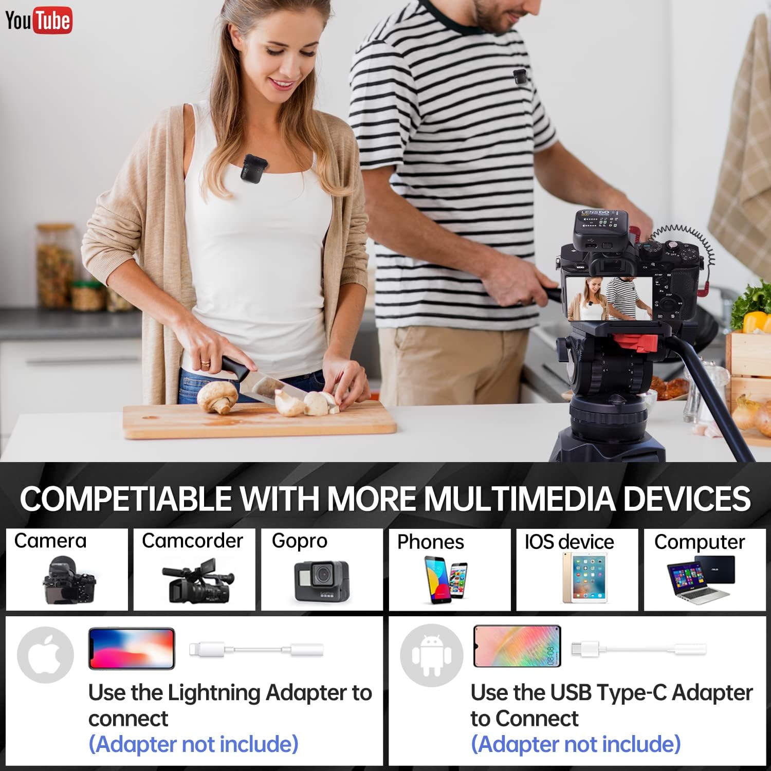 Lensgo 348C Microfono Lavalier Wireless 2.4G - immagine 6