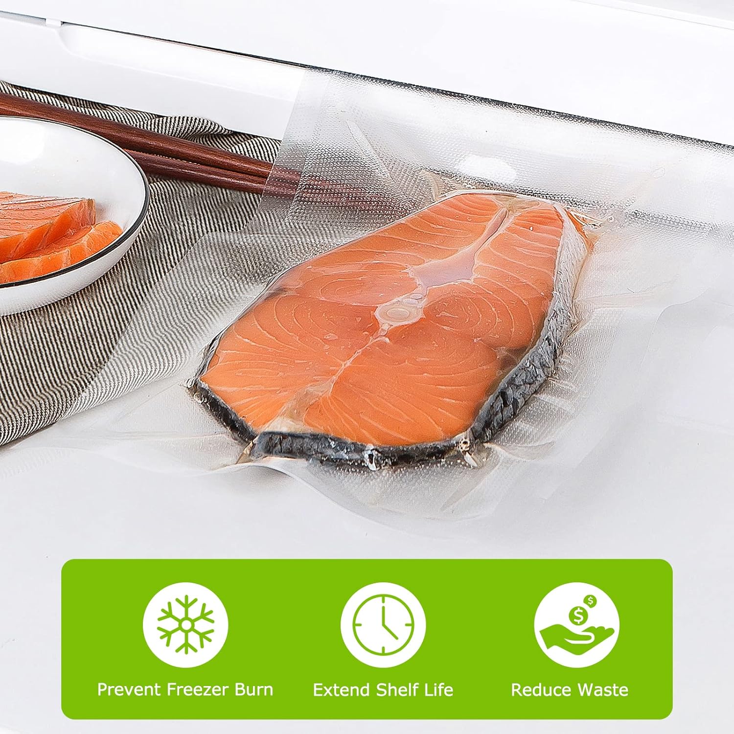 Bonsenkitchen Sacchetti Sottovuoto per Alimenti 100 Buste - immagine 6