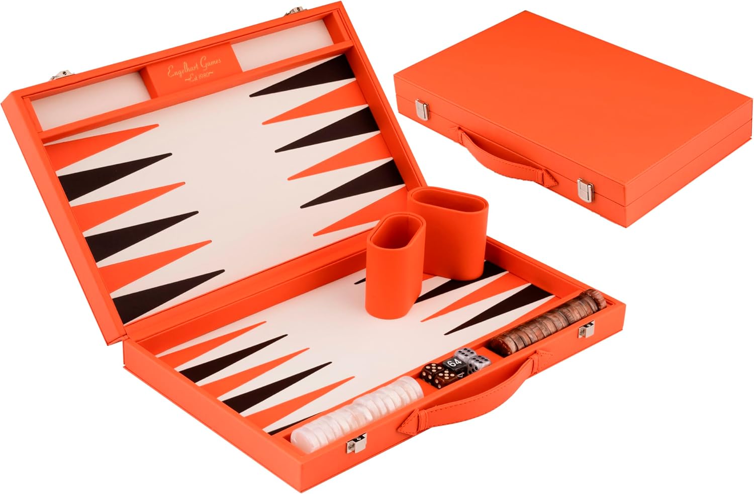 Engelhart Backgammon 15 Pollici - Valigetta Lusso Similpelle Arancione - immagine 1