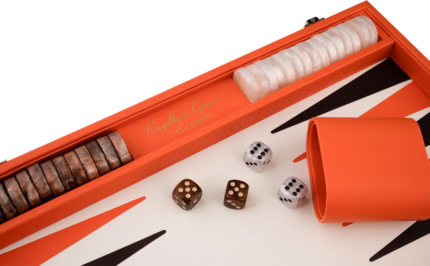 Engelhart Backgammon 15 Pollici - Valigetta Lusso Similpelle Arancione - immagine 3