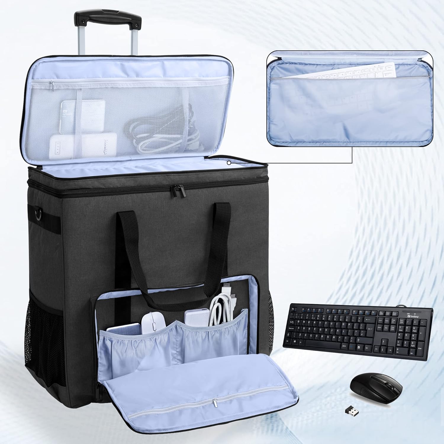 CURMIO Borsa da Viaggio per PC Desktop, Nero - immagine 2