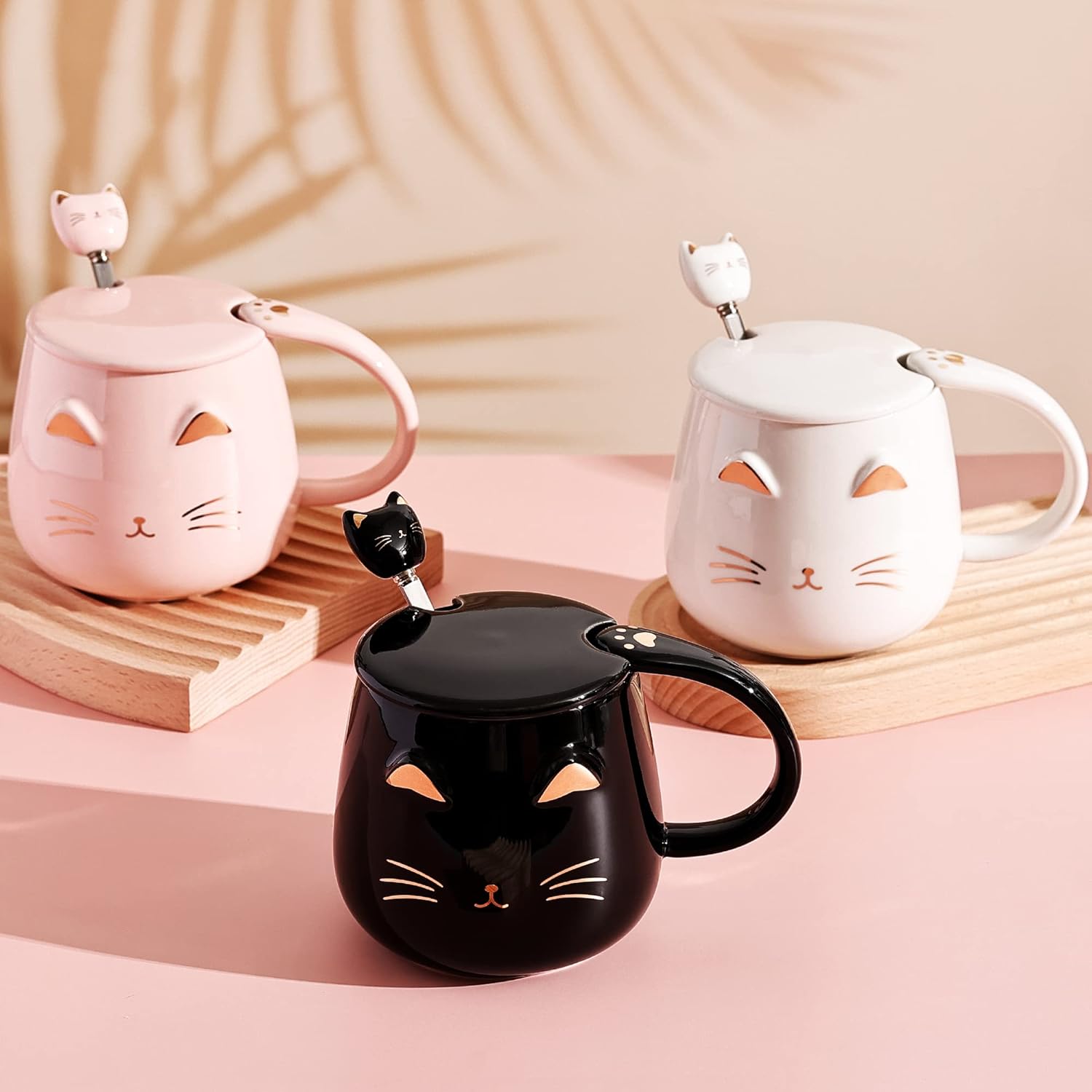 Dongshangift Tazza per Gatti in Ceramica Set 3 pz - immagine 2