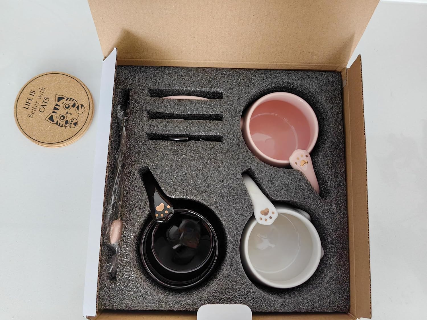 Dongshangift Tazza per Gatti in Ceramica Set 3 pz - immagine 8