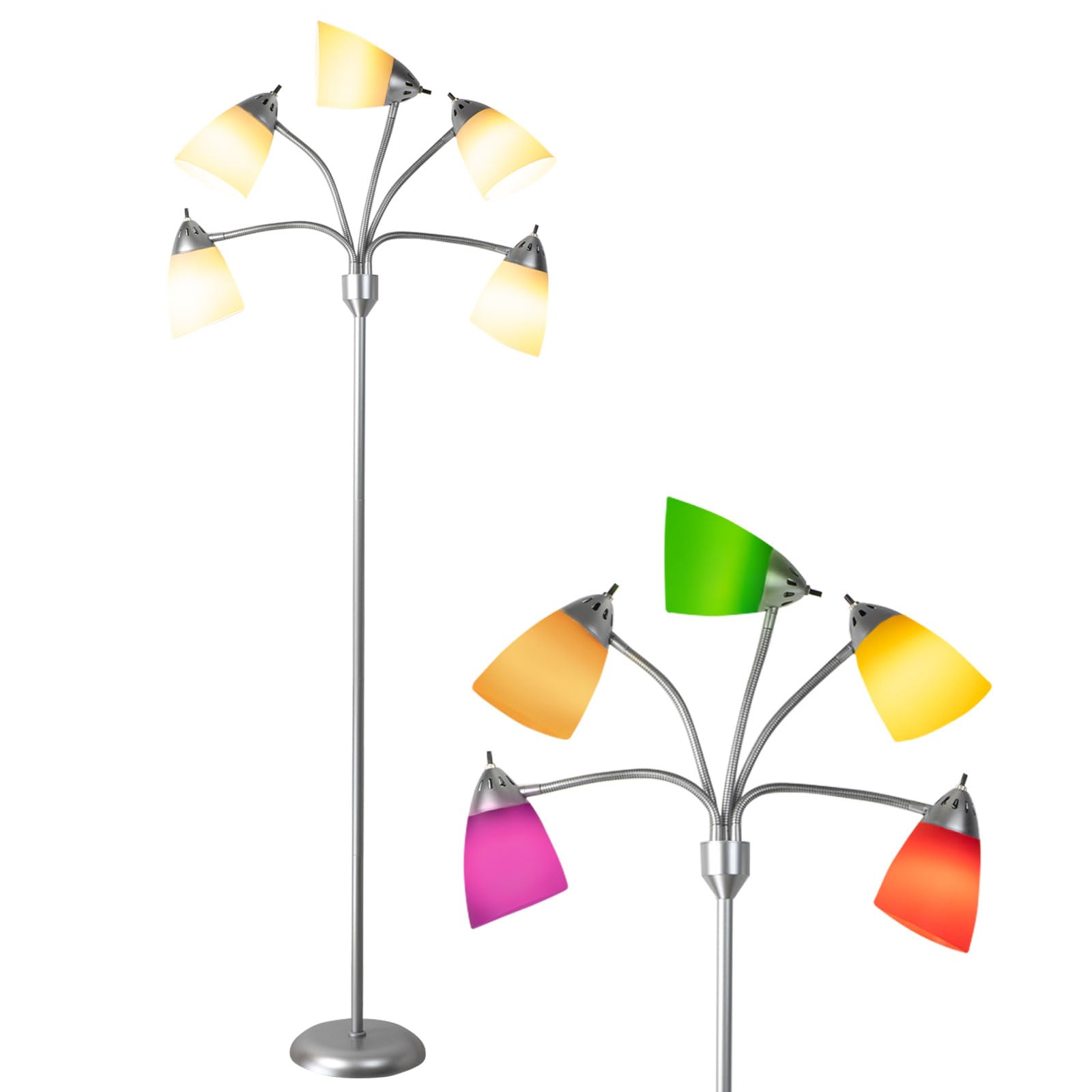 Depuley Lampada da terra con cinque paralume in plastica Interruttore singolo 1