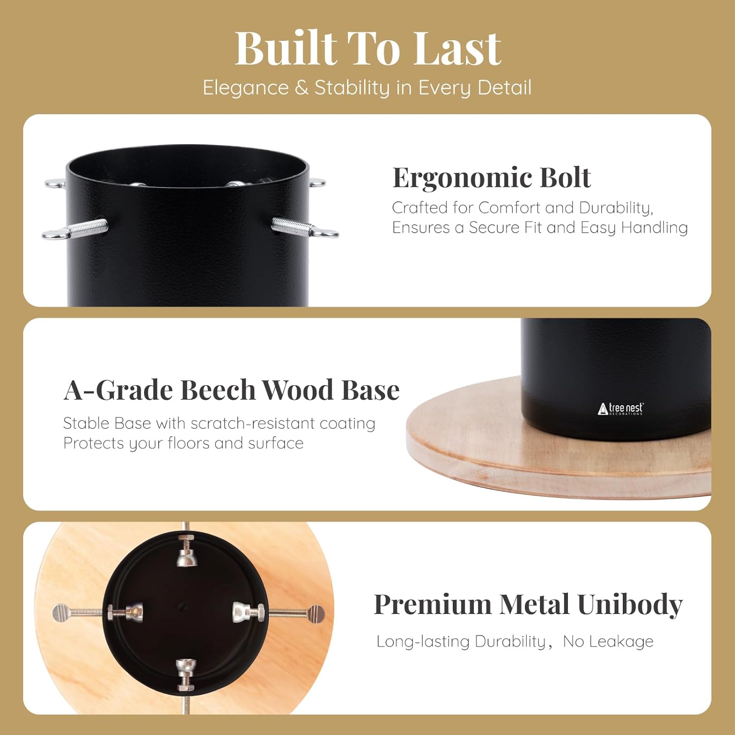 Tree Nest Base per Albero di Natale con Serbatoio, Nero - immagine 3