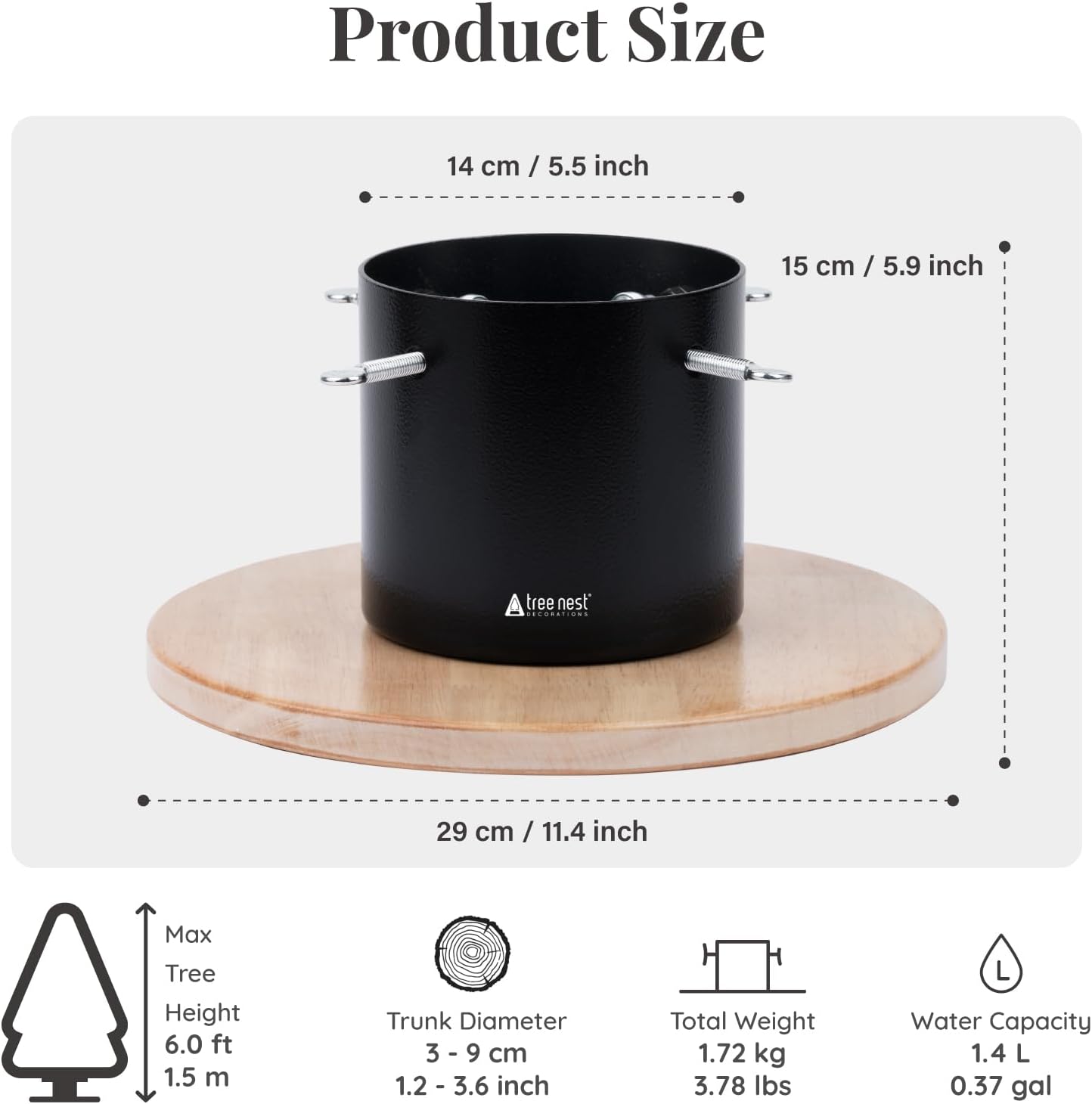 Tree Nest Base per Albero di Natale con Serbatoio, Nero - immagine 6
