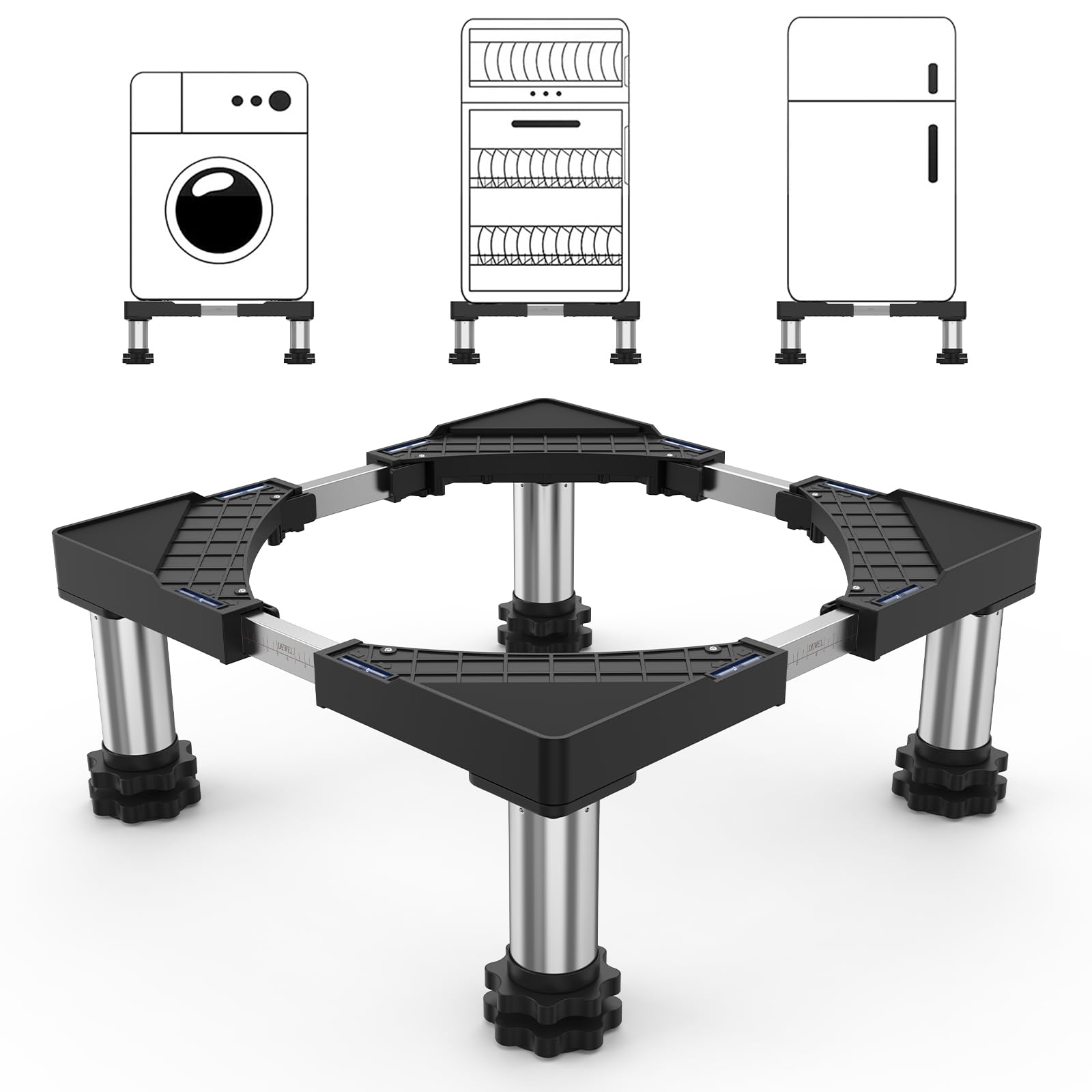 DEWEL Base per Lavatrice Regolabile 45-65cm, Nera