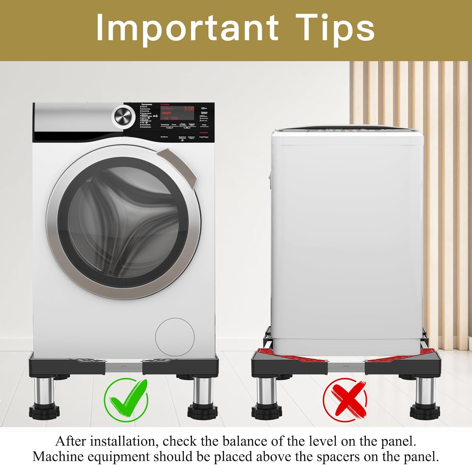 DEWEL Base per Lavatrice Regolabile 45-65cm, Nera - immagine 5