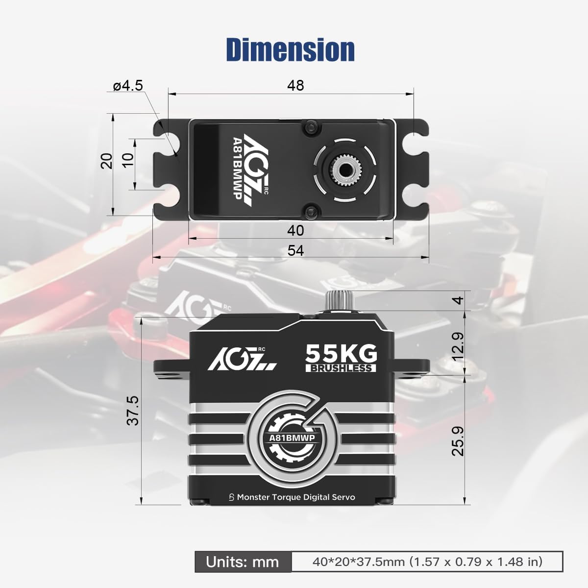AGFRC Servo-motore RC Impermeabile 55KG Coppia Elevata - immagine 5