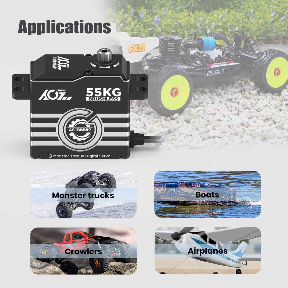 AGFRC Servo-motore RC Impermeabile 55KG Coppia Elevata - immagine 7