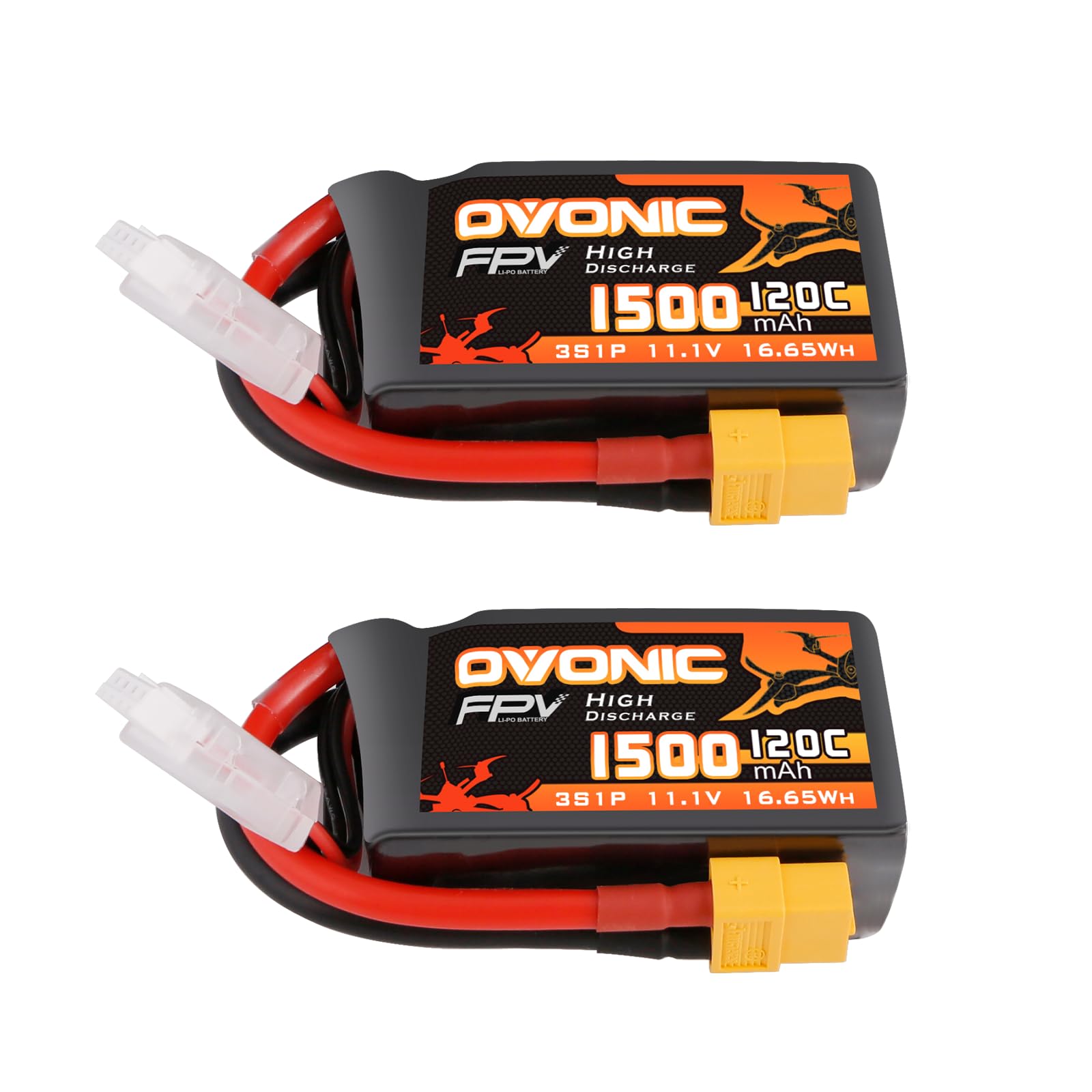 Ovonic Batteria Lipo 3s 1500mAh 120C 11.1V XT60 (2 pcs)