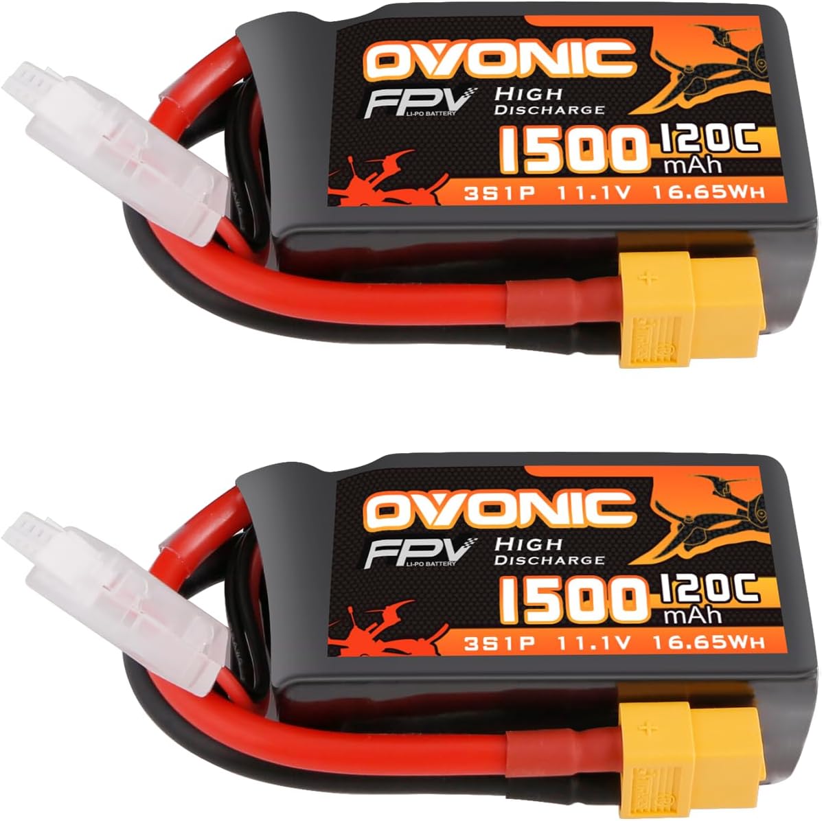 Ovonic Batteria Lipo 3s 1500mAh 120C 11.1V XT60 (2 pcs) - immagine 1