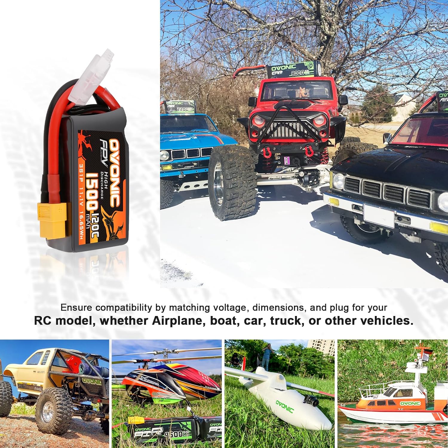 Ovonic Batteria Lipo 3s 1500mAh 120C 11.1V XT60 (2 pcs) - immagine 5