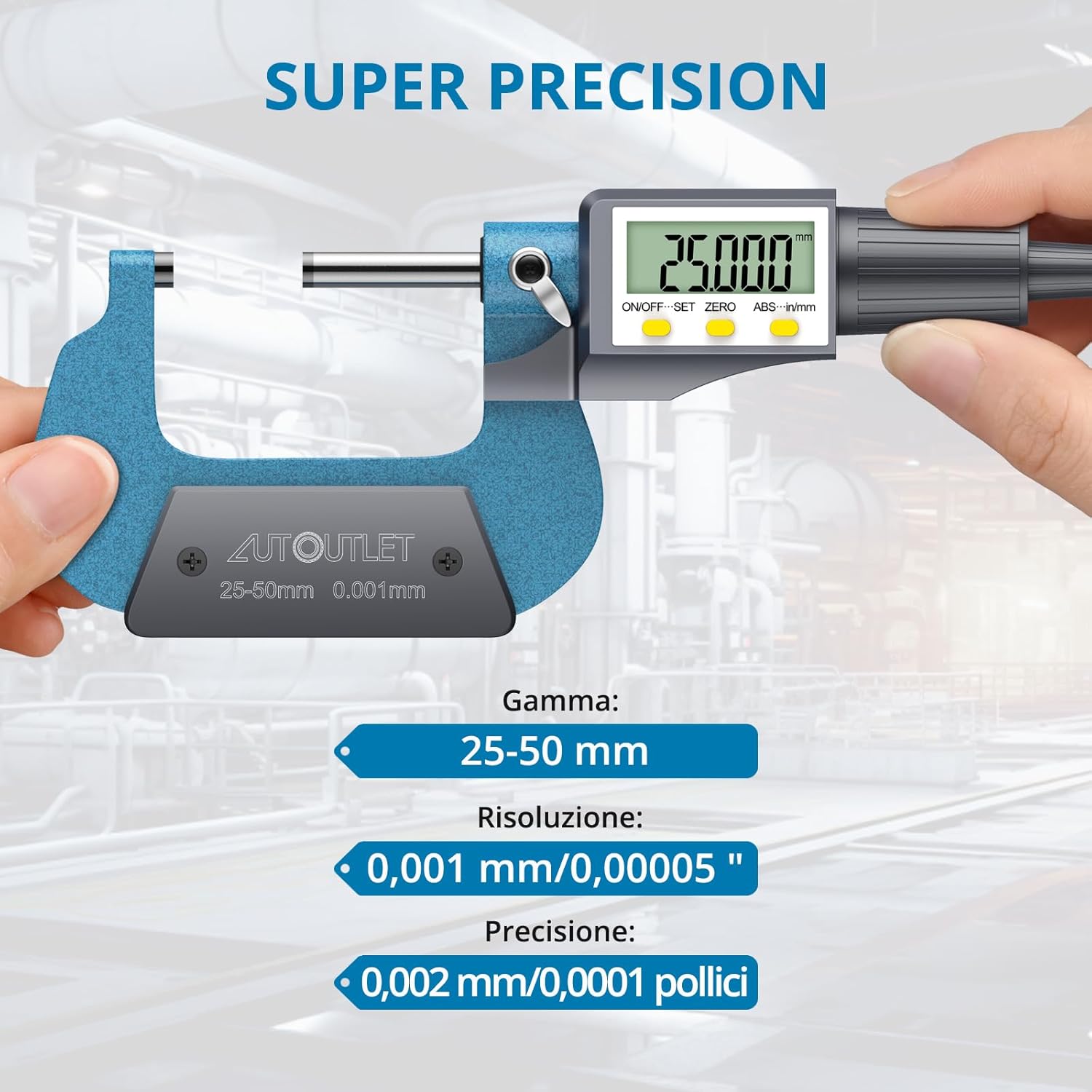 Autoutlet Micrometro Digitale Esterno LCD Professionale - immagine 2