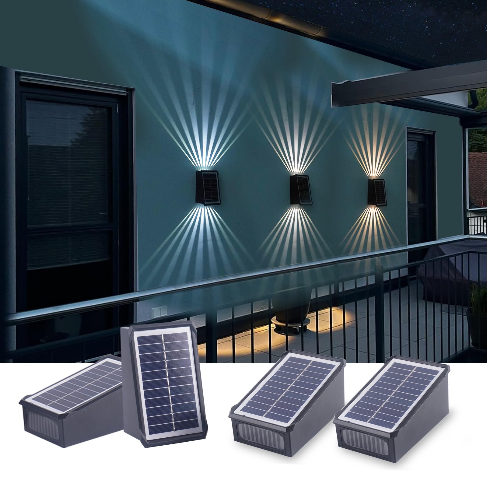 Fosingut Applique da Esterno Solare 4 Pezzi, IP65