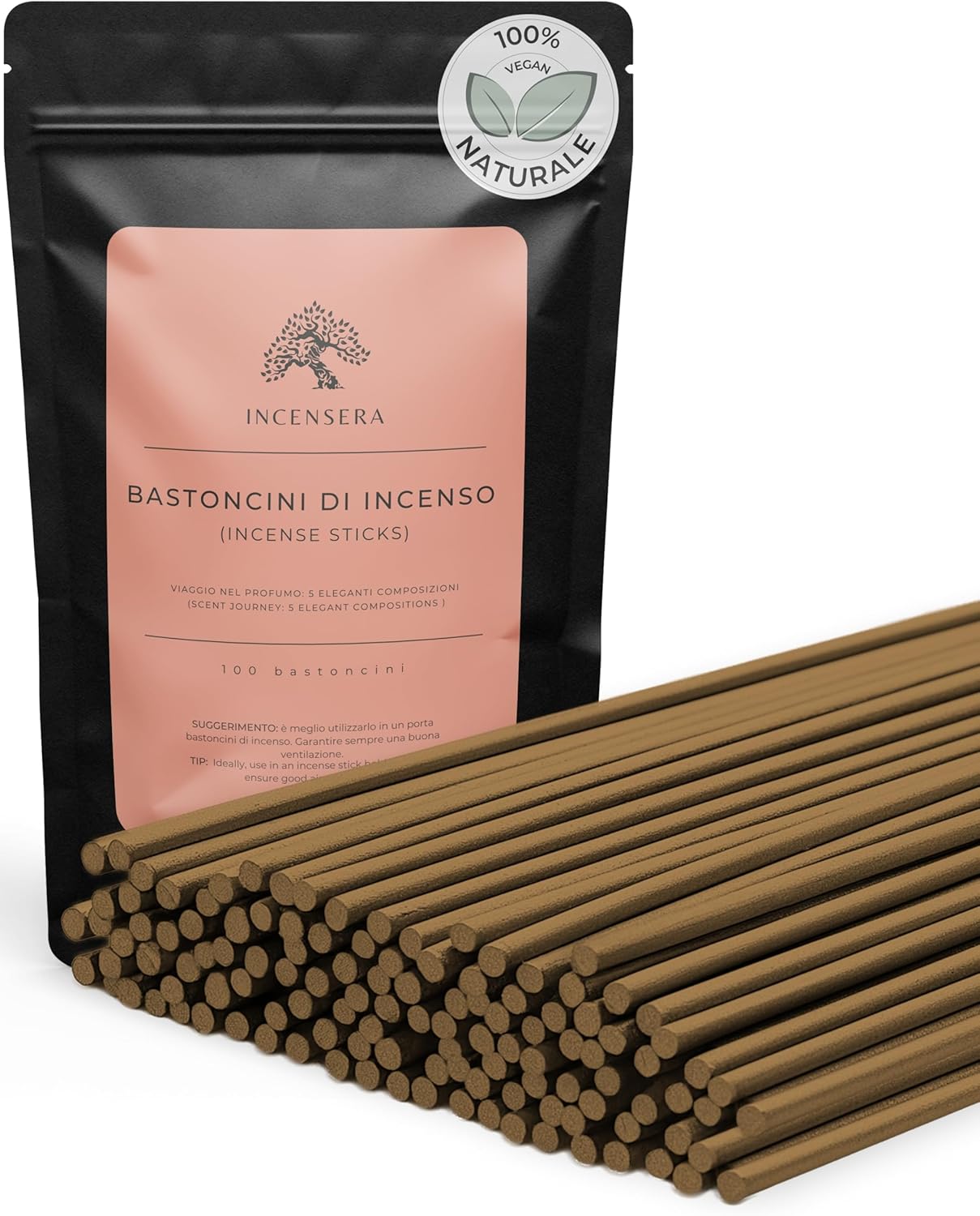 Incensera Set 100 Bastoncini Incenso Naturali Non Tossici - immagine 1