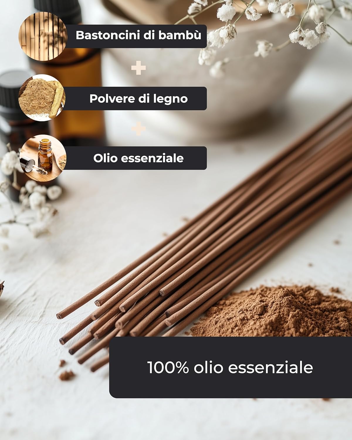 Incensera Set 100 Bastoncini Incenso Naturali Non Tossici - immagine 4