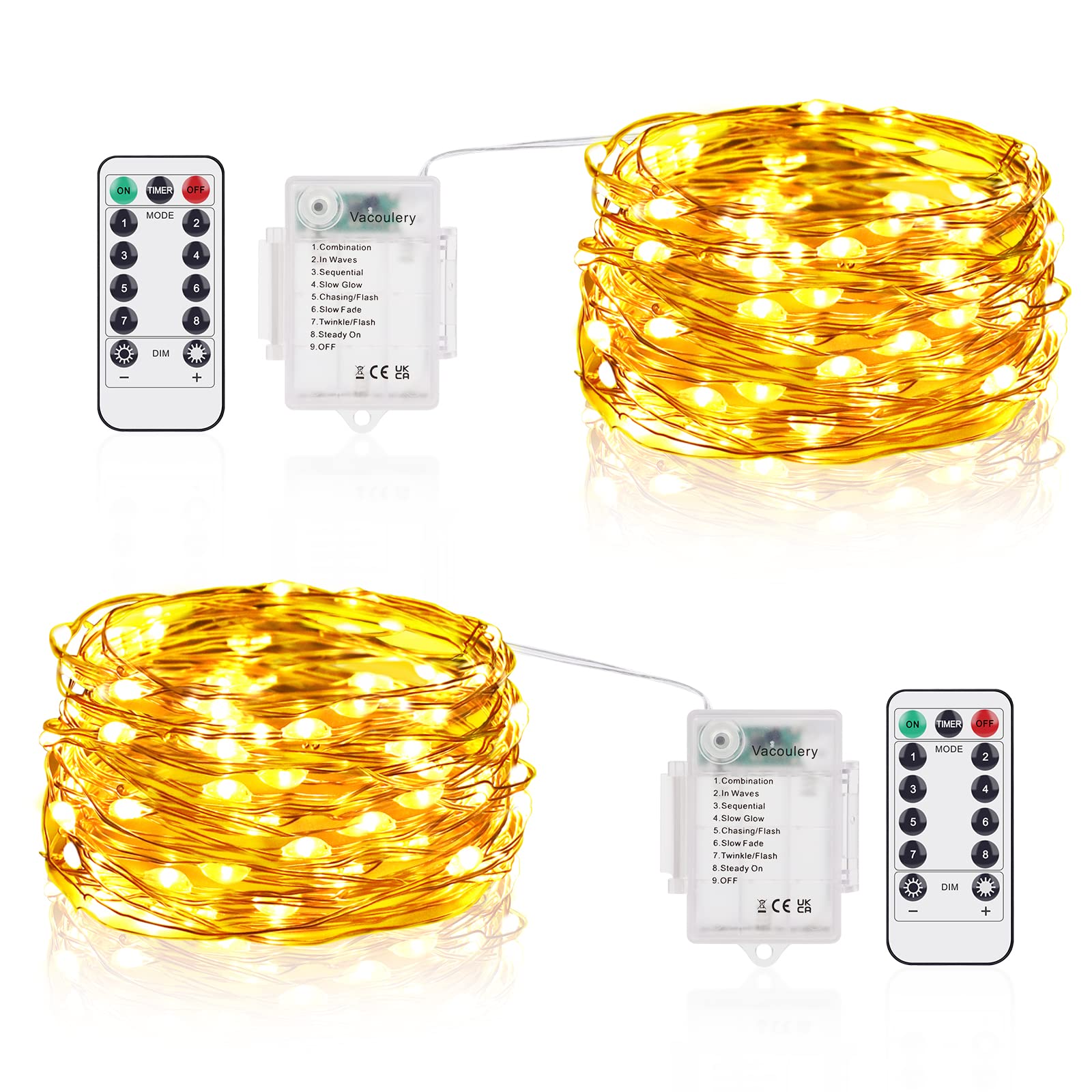 Vacoulery Stringa Luci LED a Batteria 5M 50 LEDs (2 Pezzi)
