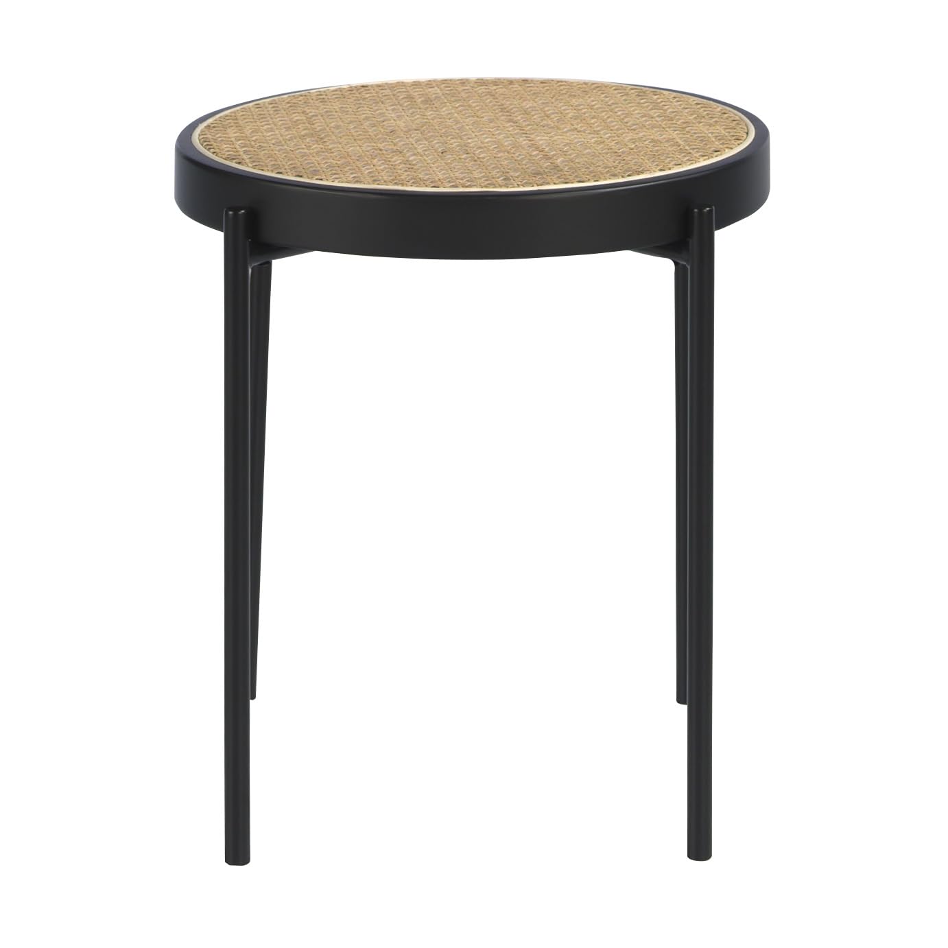 Mesa rincón rotonda con tapa rattan e DM laccato Nero