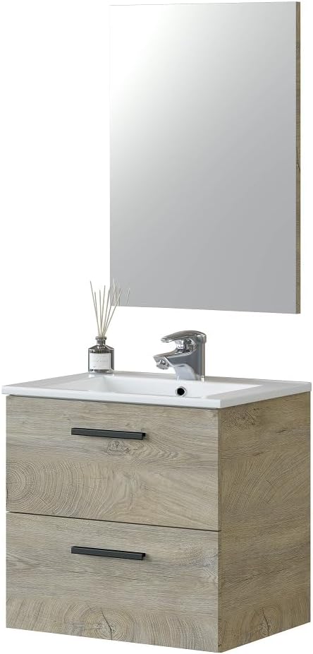 Habitdesign Mobile Bagno con 2 Cassetti e Specchio - immagine 1