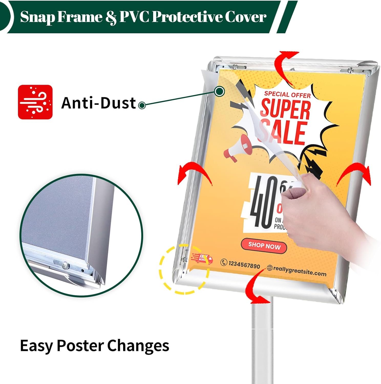 Supporto per Poster A3 da Pavimento, Argento - immagine 4