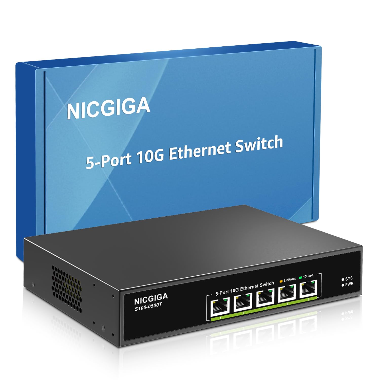 Nicgiga Switch Ethernet 10G Unmanaged 5 Porte RJ45