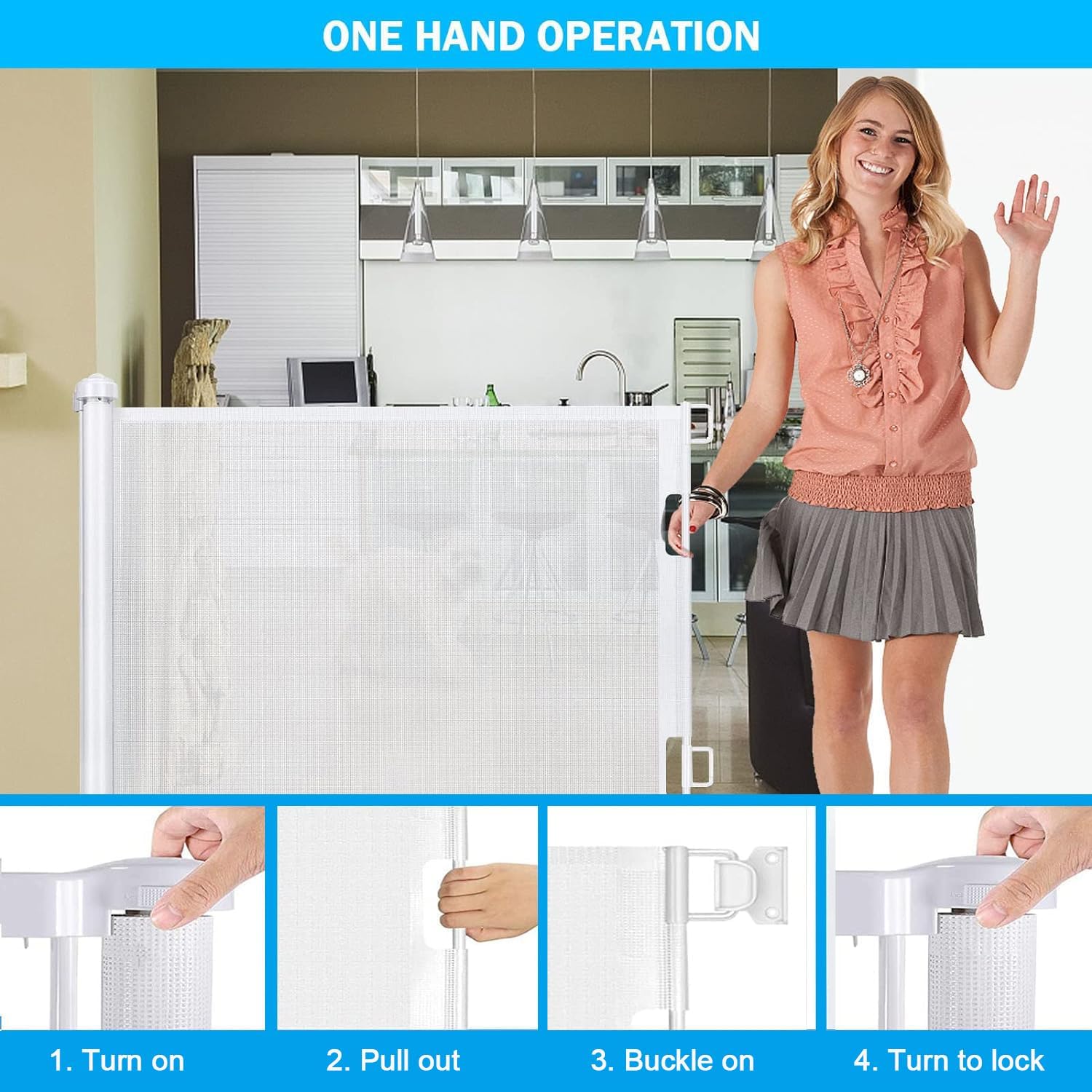 Cancelletto Estensibile per Scale 0-150 cm, Bianco - immagine 2