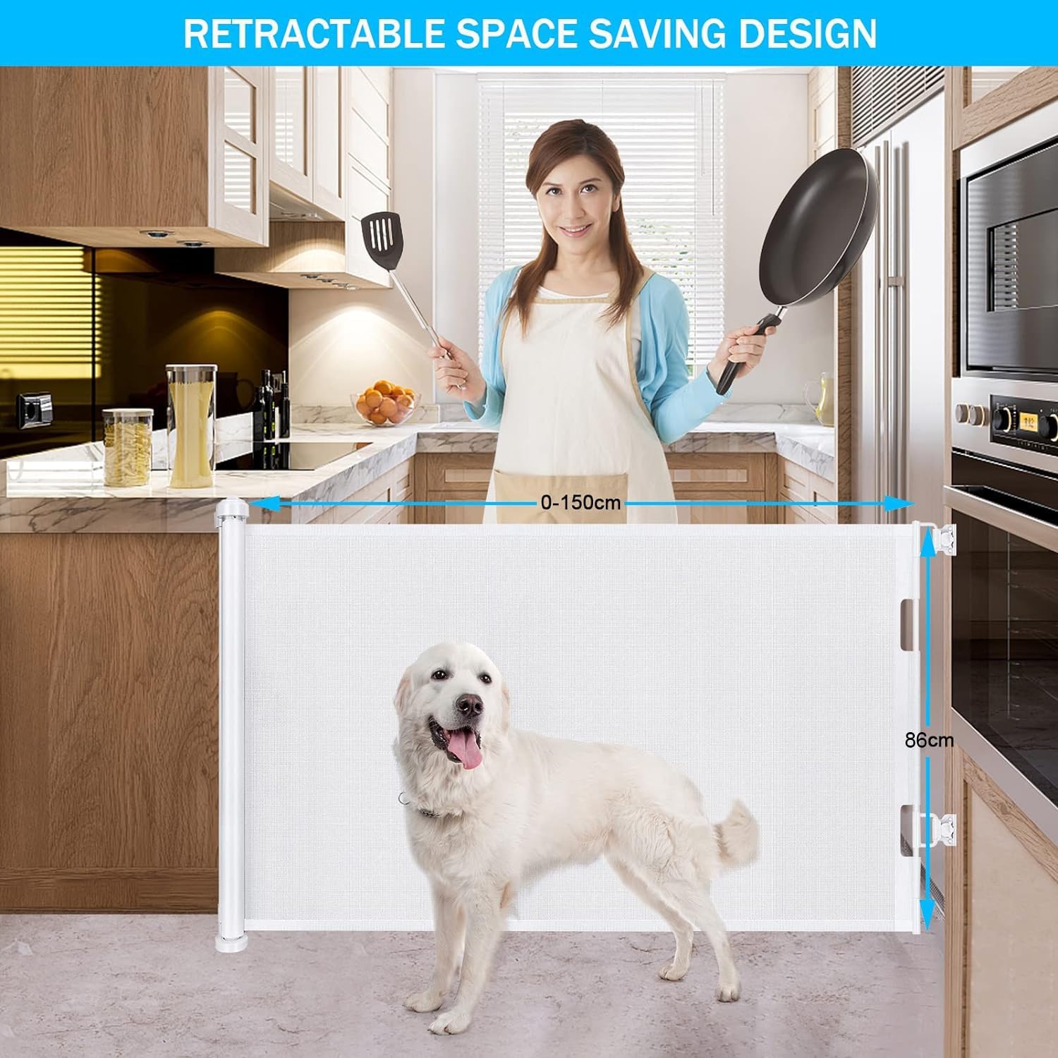 Cancelletto Estensibile per Scale 0-150 cm, Bianco - immagine 4