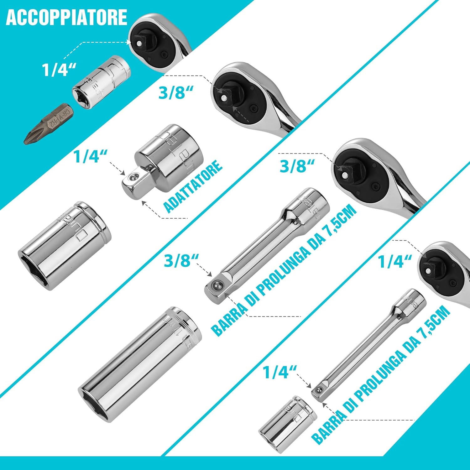 Duratech Set di Attrezzi per Meccanica 121 Pezzi - immagine 3