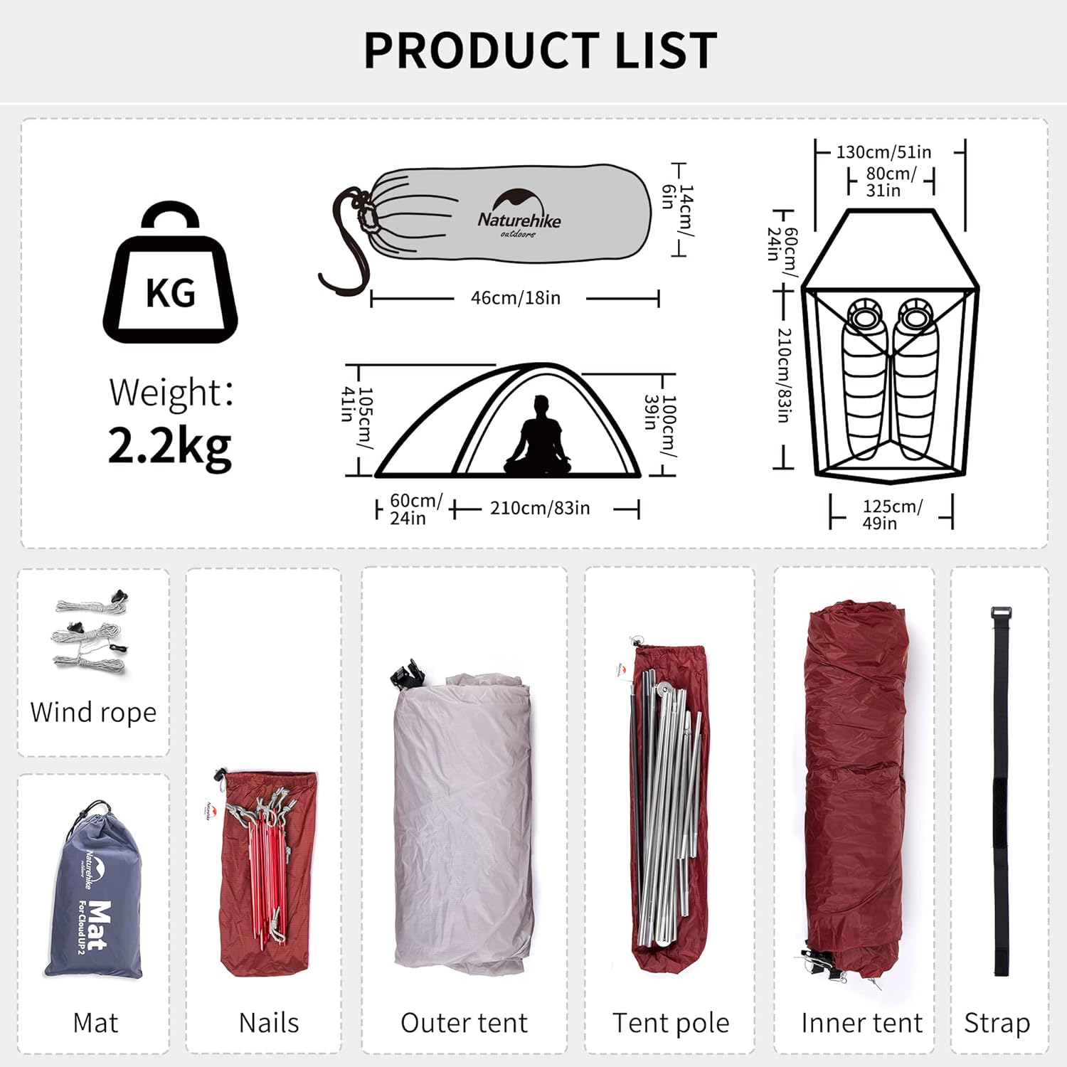 Naturehike Cloud-up 3 - Tenda da Escursionismo 3 Persone - immagine 5