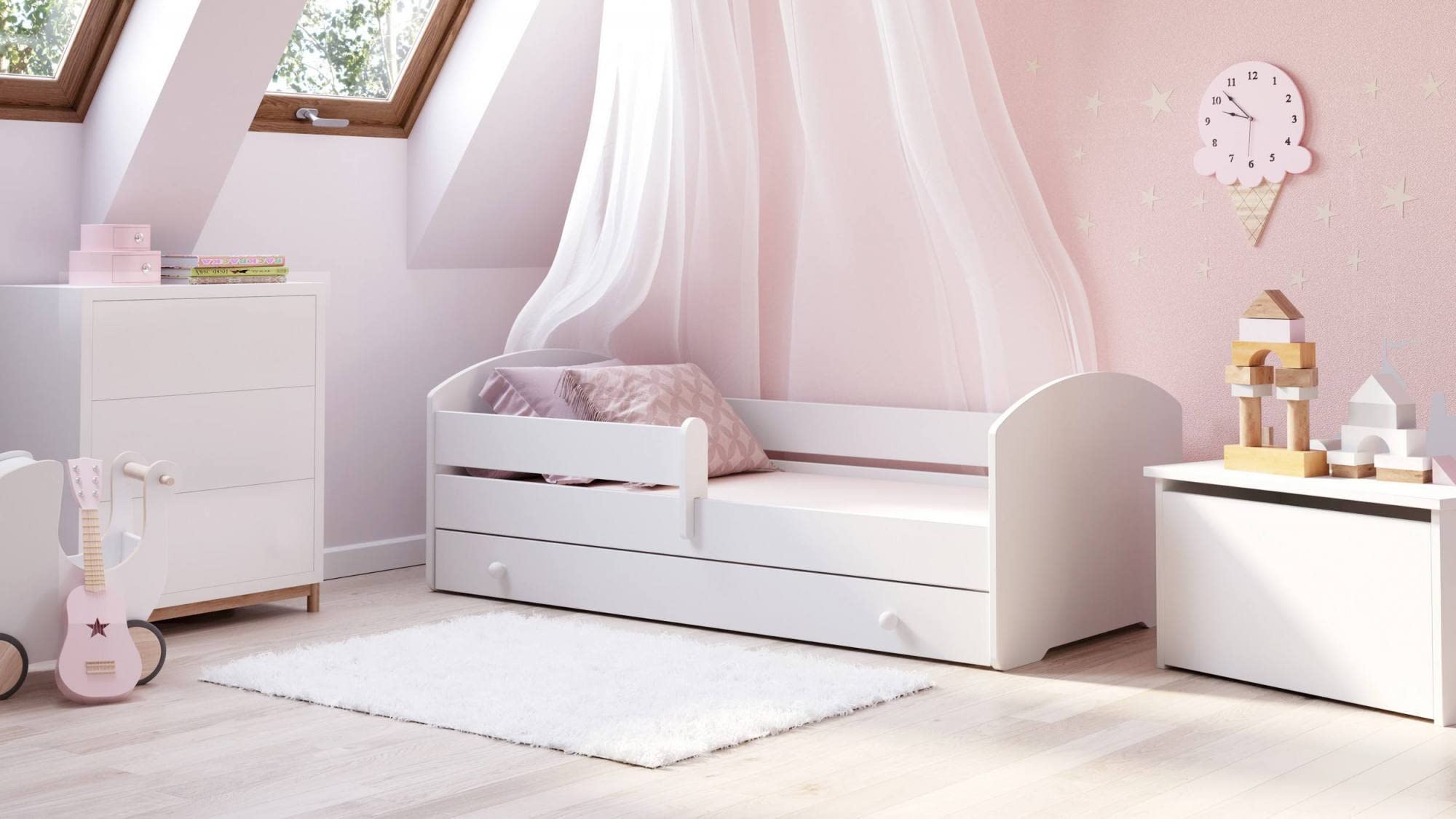 Dmora Letto Singolo per Bambini - Bianco, Small