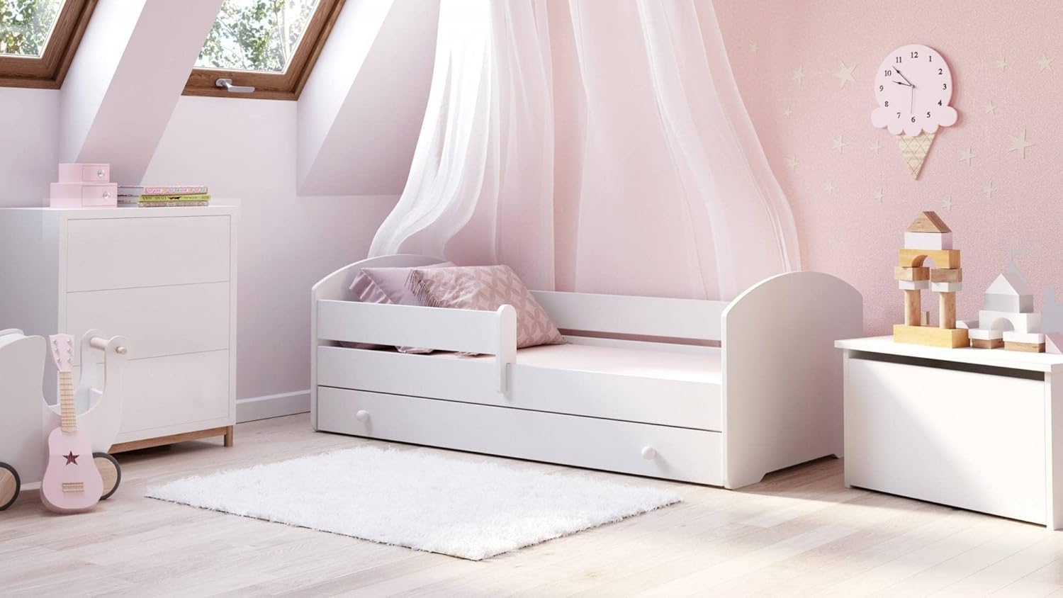 Dmora Letto Singolo per Bambini - Bianco, Small - immagine 1