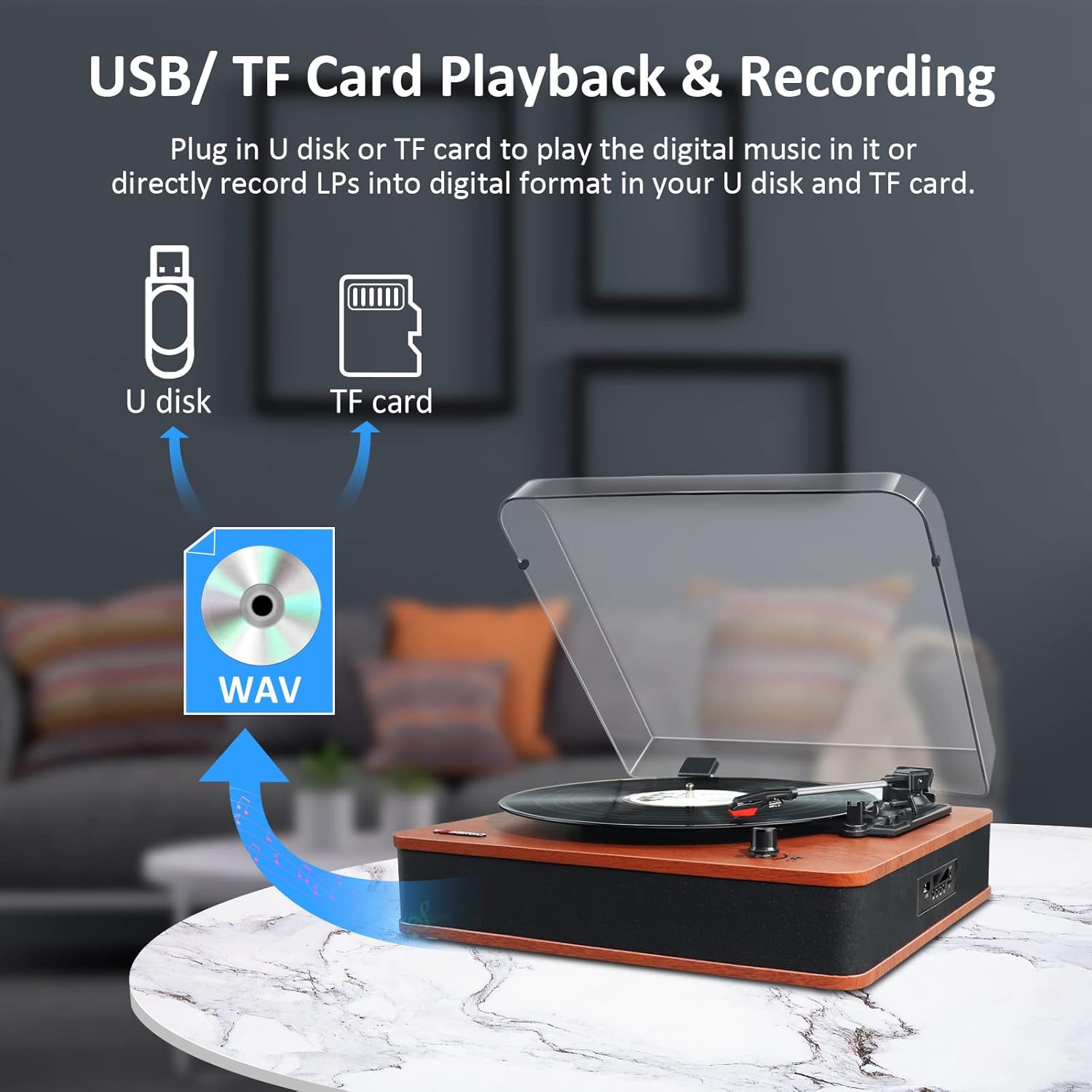 Vosterio - Giradischi Bluetooth con Casse Stereo - immagine 6