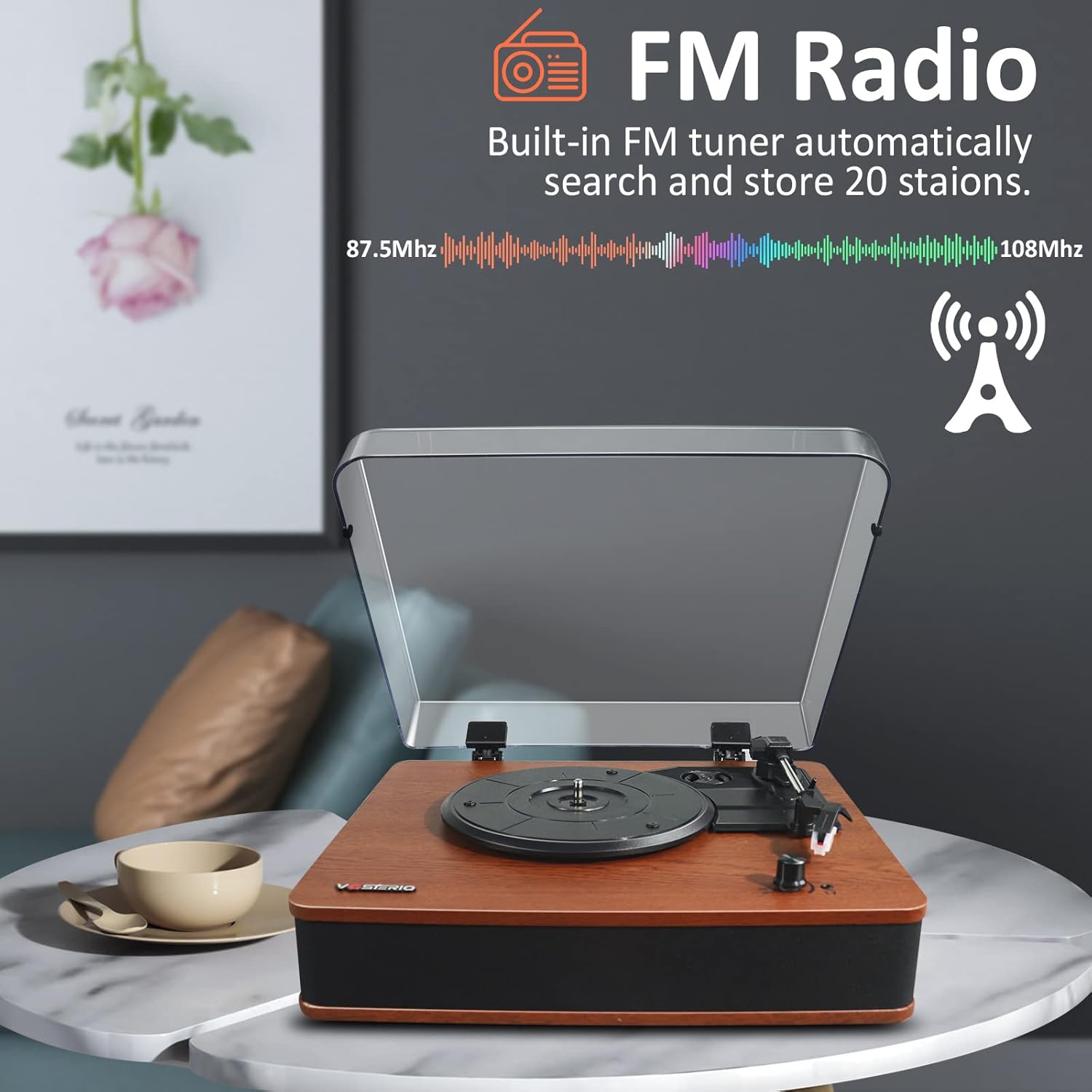 Vosterio - Giradischi Bluetooth con Casse Stereo - immagine 9