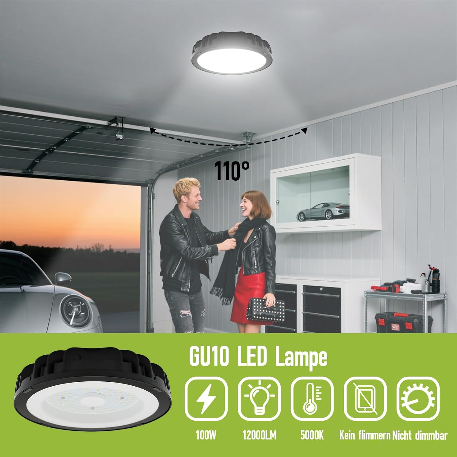Lampada Industriale LED UFO 100W 12000LM, Bianco Freddo - immagine 2