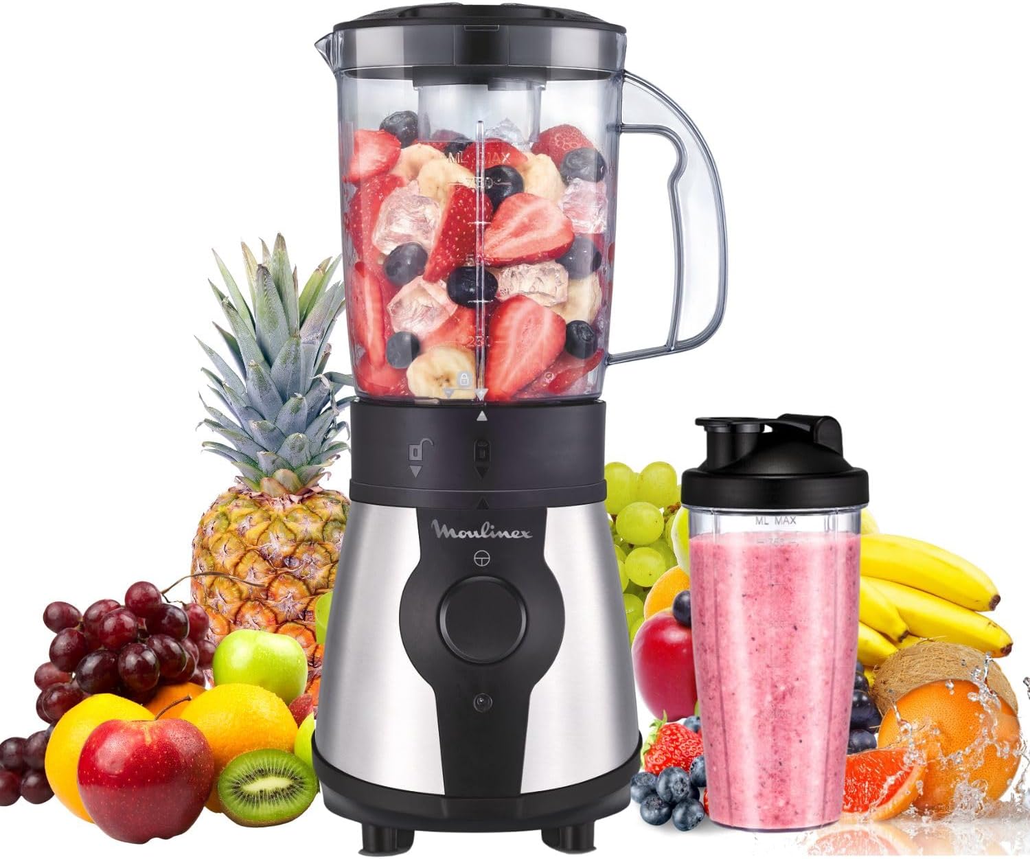 Moulinex Blend&Go Frullatore Portatile 300W con Bottiglia 750ml