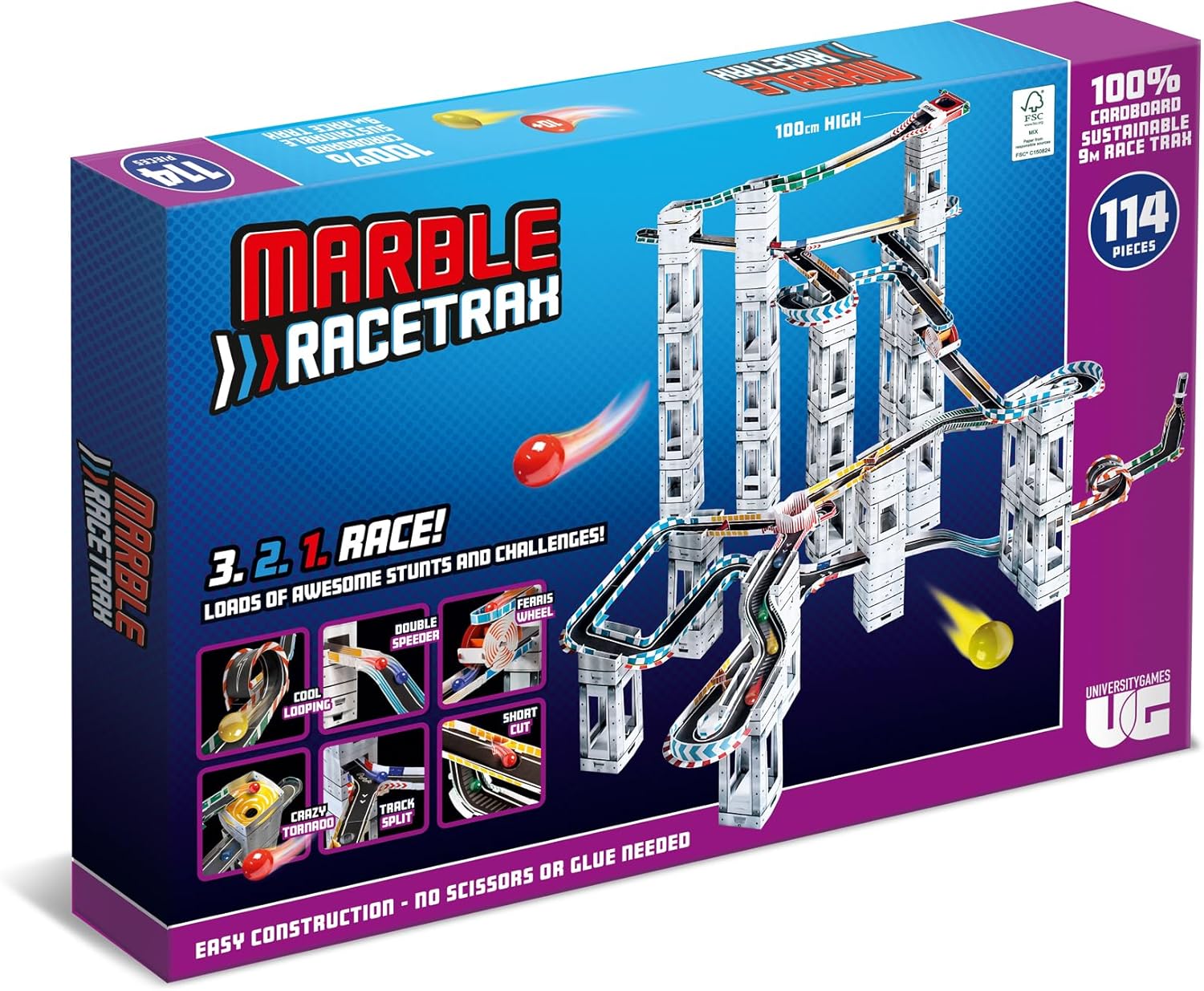 University Games Marble RaceTrax Game - 114 pezzi Marmo Race Track - immagine 1