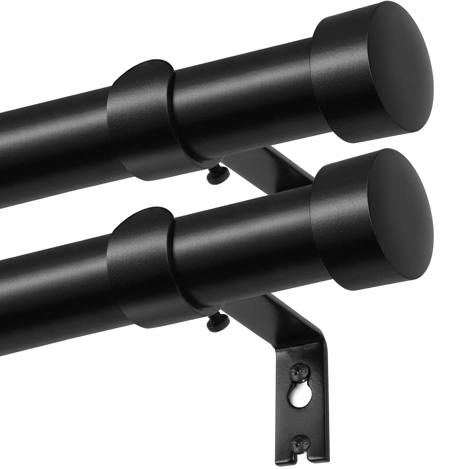 Kamanina 2 Pezzi Bastone Tenda Nero Estensibile 80-304cm