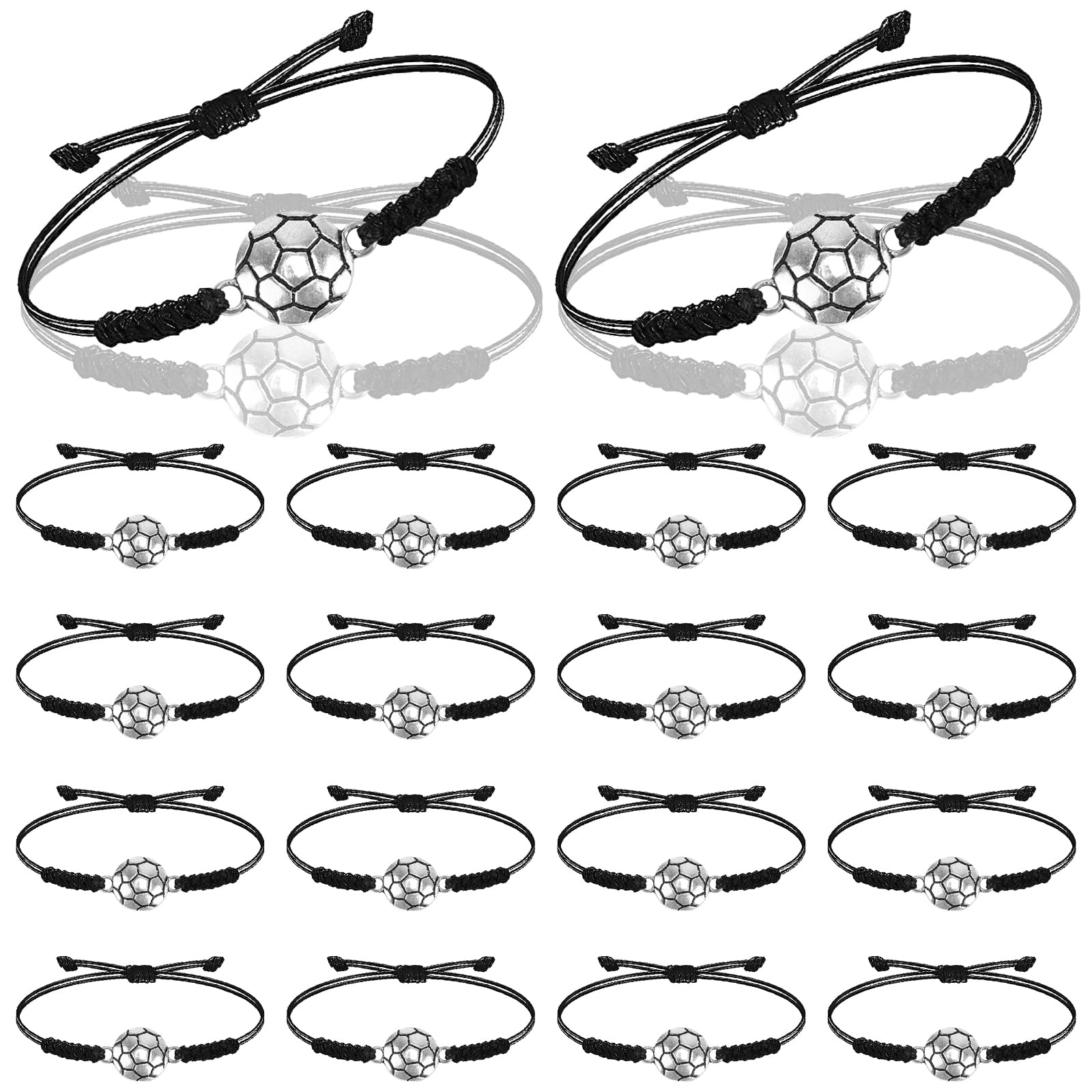 Towviy 18Pcs Calcio Braccialetti Sportivi Intrecciati